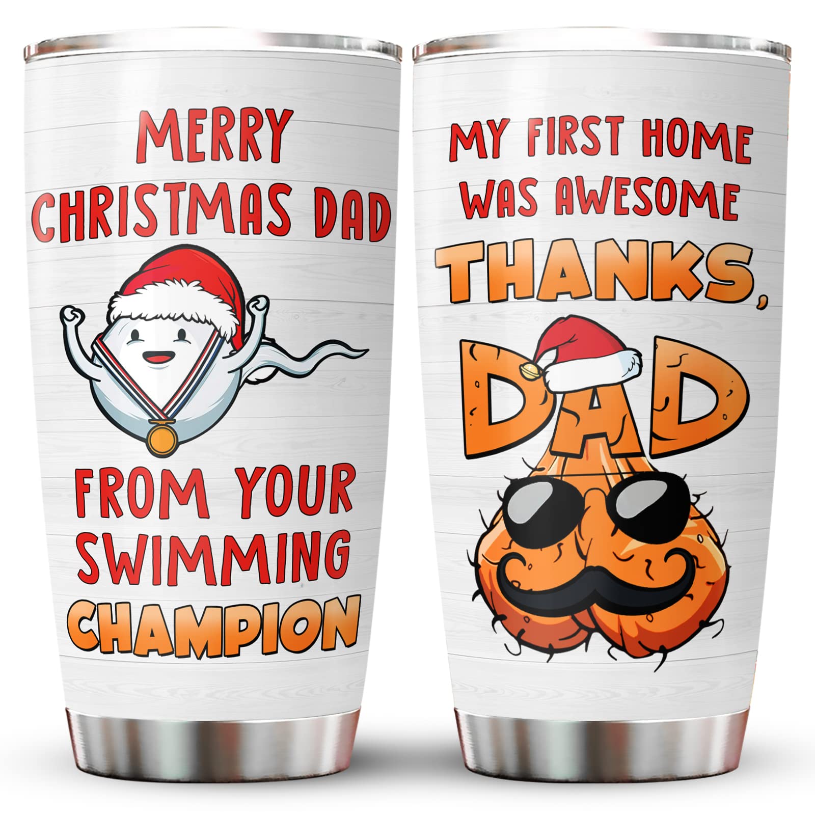 Funny Dad Christmas Tumbler Cup - Best Insulated Coffee Mug for Dad - Holiday & Birthday Gift for Men - Perfect for Office, Travel & Outdoor Use