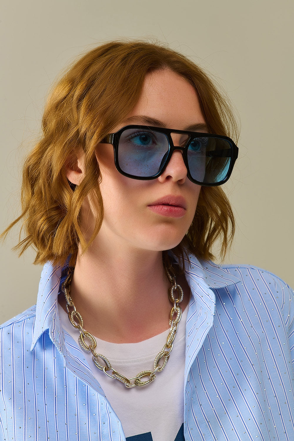 Black Frame Blue Lens Sunglasses for Men & Women - UV Protection, Polarized, Fashionable for Outdoor Activities, Driving, Beach & Travel