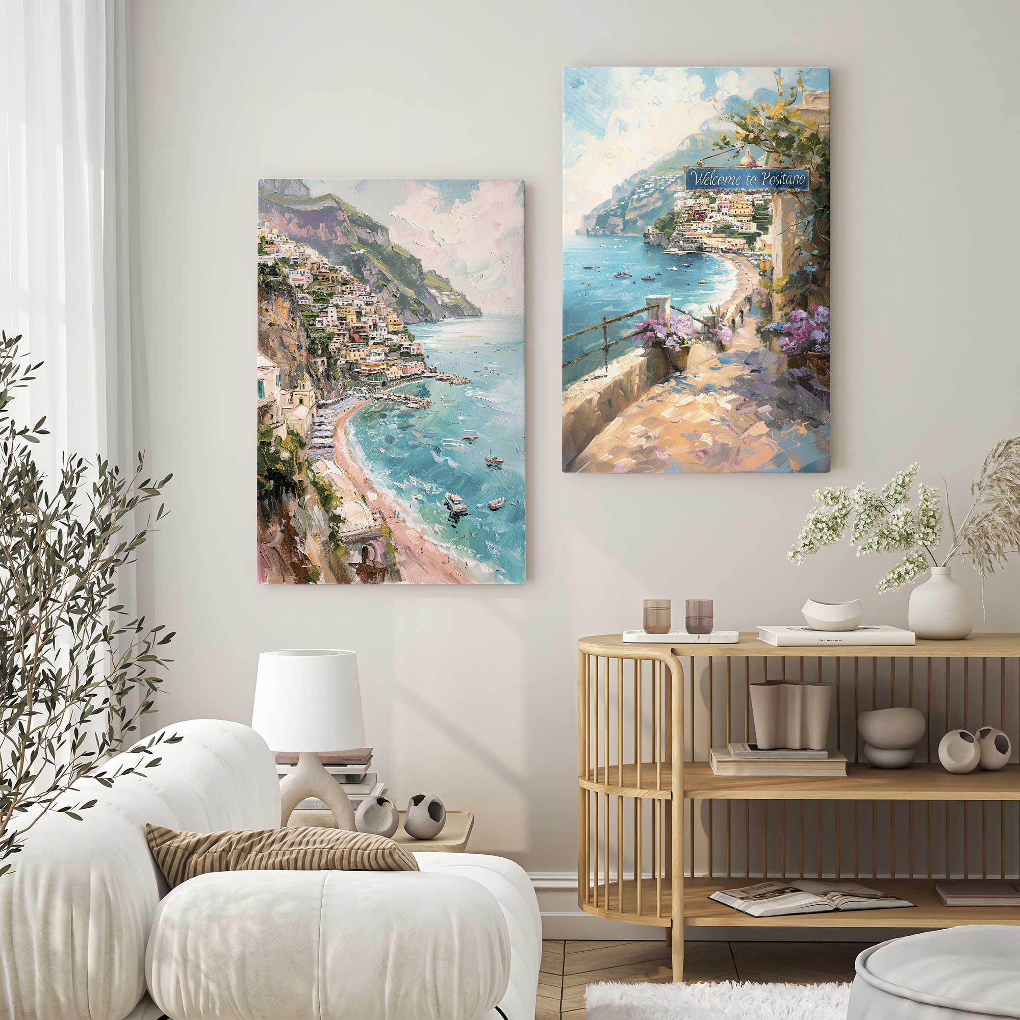 Coastal Charm Paradise Wall Art - Set of 2 Canvas Prints for Beach House Decor, Living Room & Bedroom