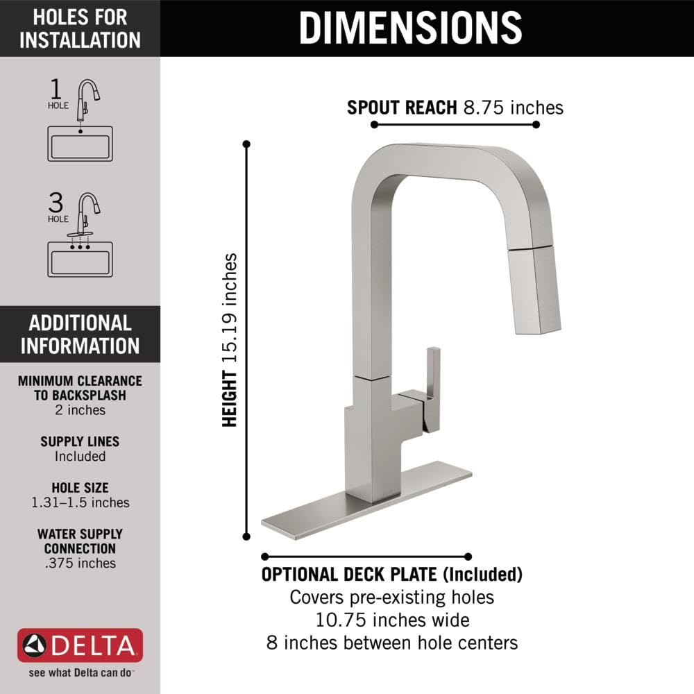 Delta 19825LF-SP Brushed Nickel Kitchen Faucet with Magnetic Docking Pull-Down Sprayer - SpotShield Stainless Steel Finish for Easy Cleaning - Perfect for Modern Farmhouse & Contemporary Kitchen Sinks