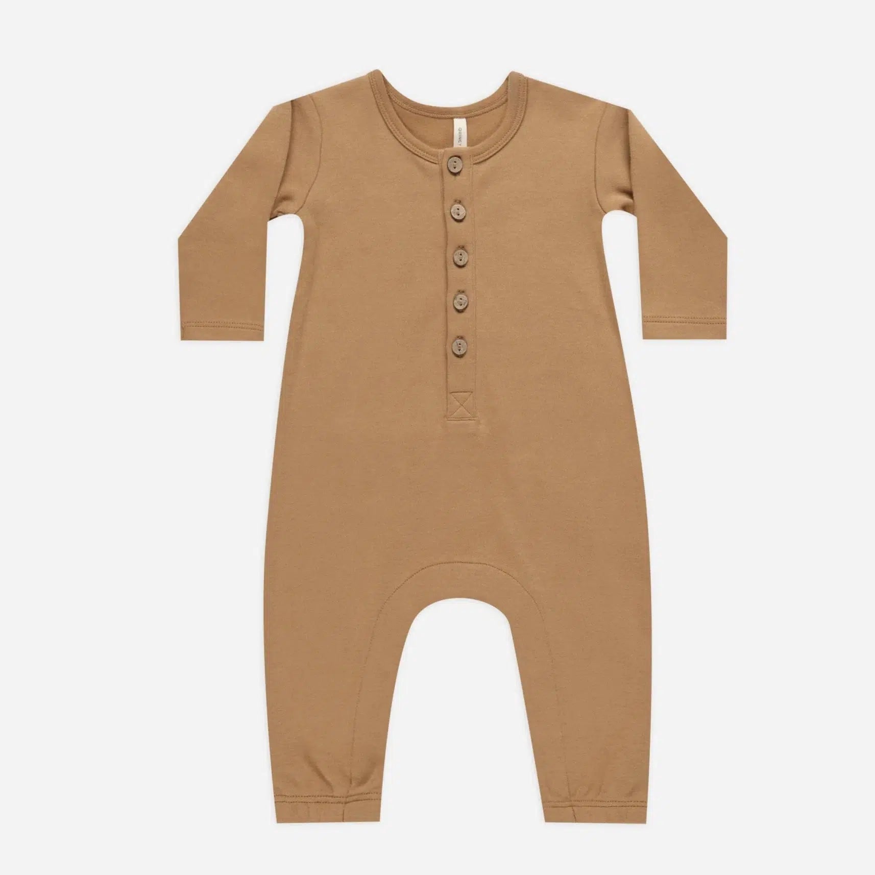 Quincy Mae Organic Cotton Long Sleeve Jumpsuit for Baby - Soft Golden Romper | Perfect for Playtime, Family Photos & Everyday Comfort