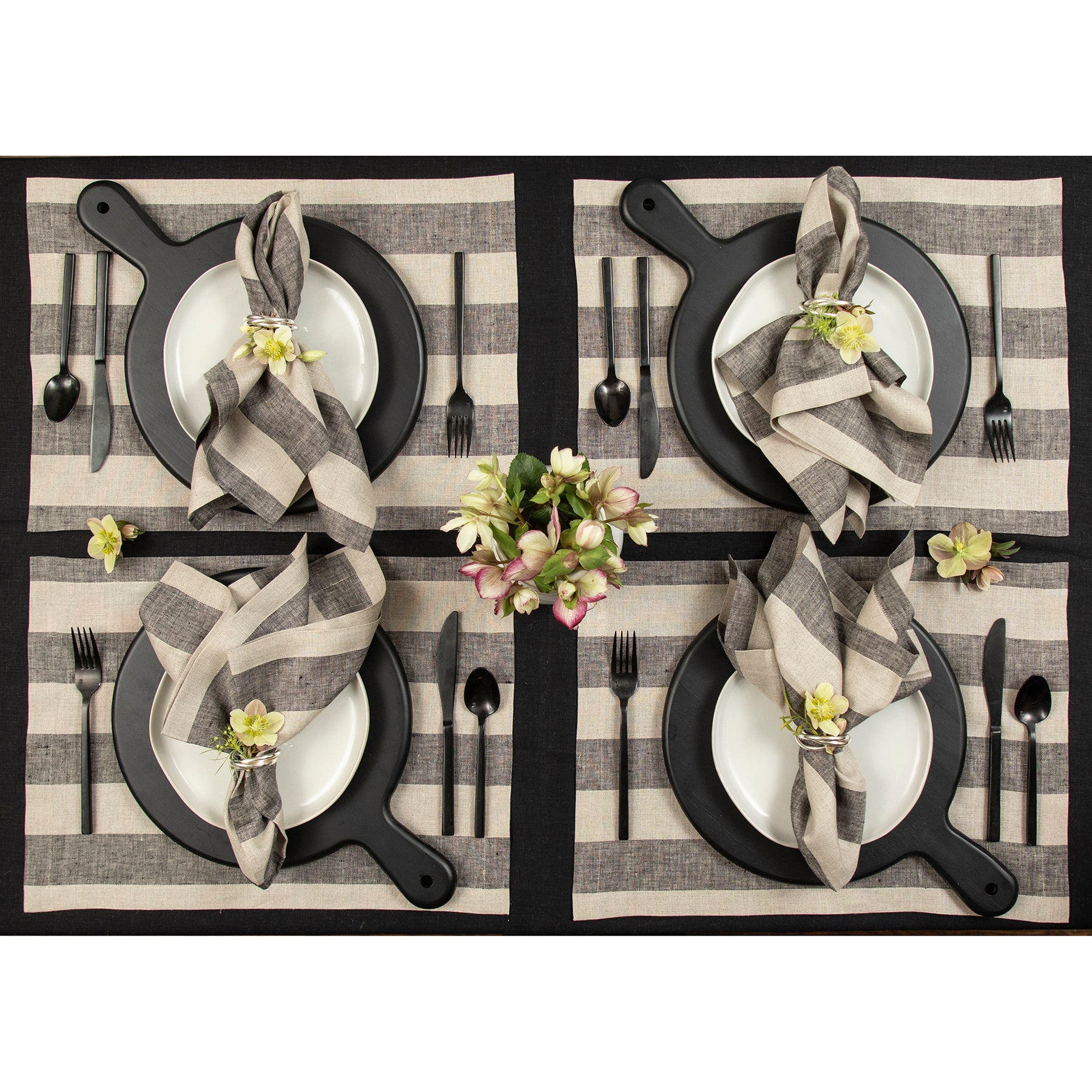 Premium Cabana Stripe Cotton Napkins Set of 12 - Soft & Absorbent for Beach Parties, Picnics & Outdoor Dining - Blue & White Striped Decorative Table Linens