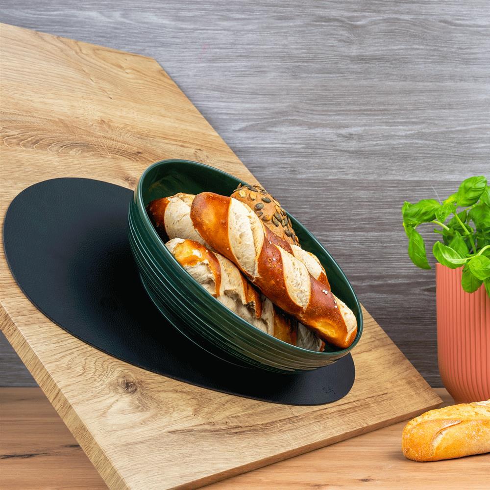 Premium Ceramic Food Bowl with Magnet Base - 25cm (WALDGRÜN) - Includes Placemat - Ideal for Pet Feeding & Home Decor