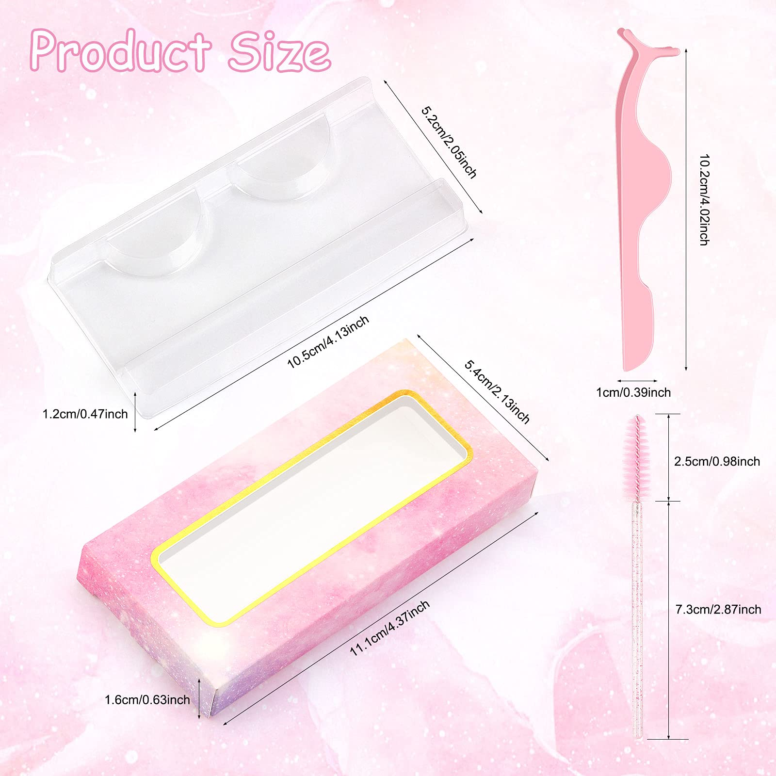 175-Piece False Eyelash Packaging Kit Wholesale - 30 Empty Lash Boxes, 30 Lash Trays, 15 Eyelash Tweezers & 100 Disposable Mascara Wands (Pink) - Perfect for Salon, Beauty Shop & DIY Lash Extension Business