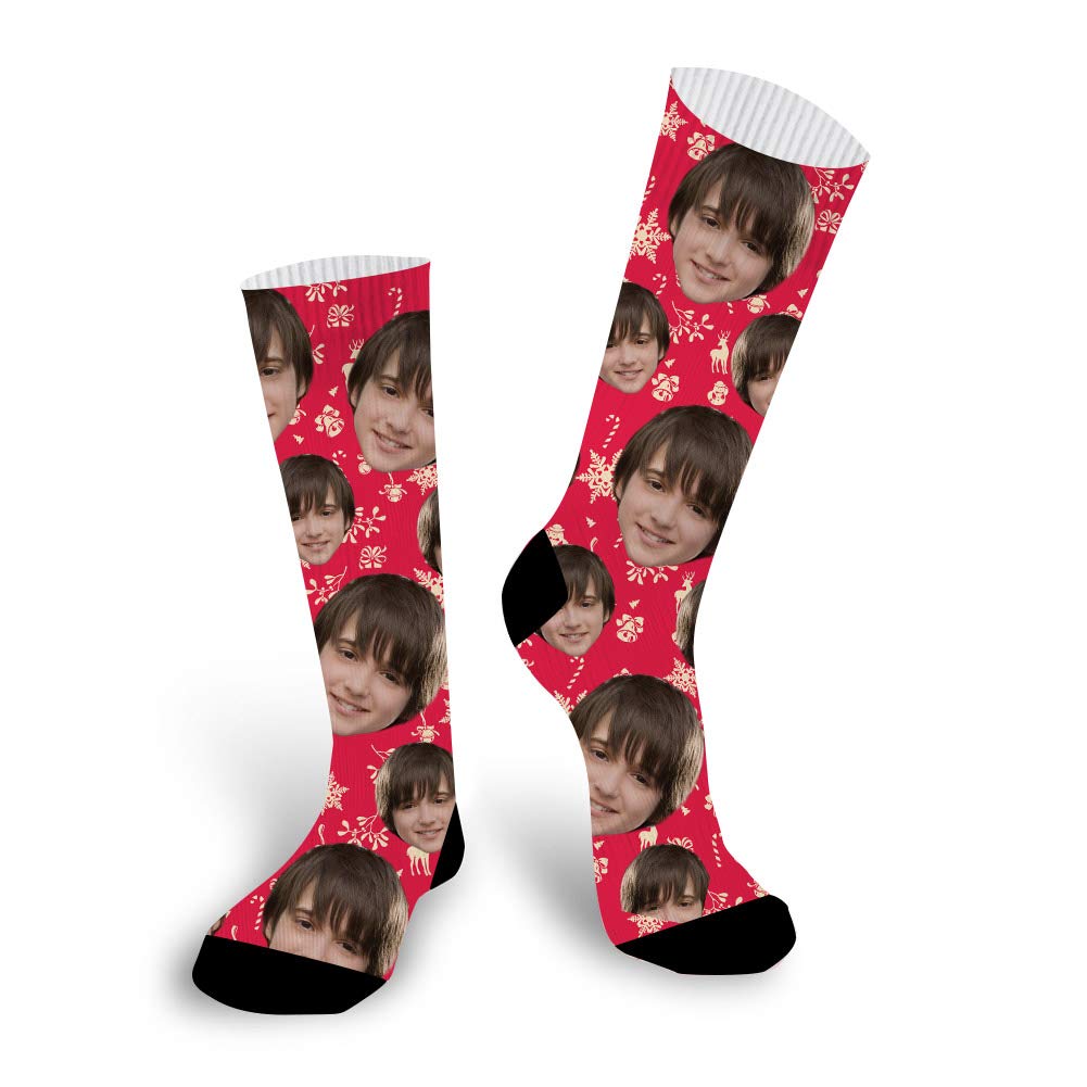 Custom Photo Face Socks - Personalized Funny Christmas Gift Socks for Women & Men - Great for Holidays, Parties & Family Gifts