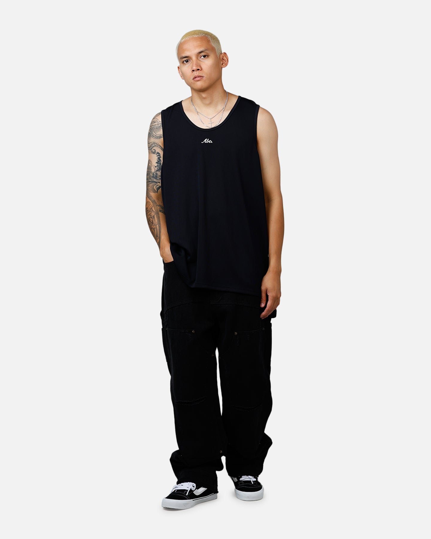 ABC Women's Fancy Jersey Tank Top - Soft Stretch Black Sleeveless Shirt for Casual Wear, Summer Outfits & Layering