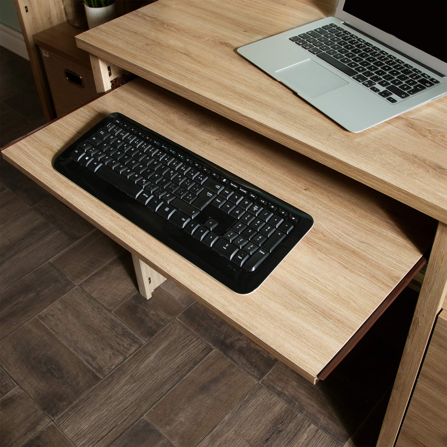 South Shore White Computer Desk with 2 Drawers & Keyboard Tray - Modern Home Office Desk for Small Spaces, Work from Home & Study Use