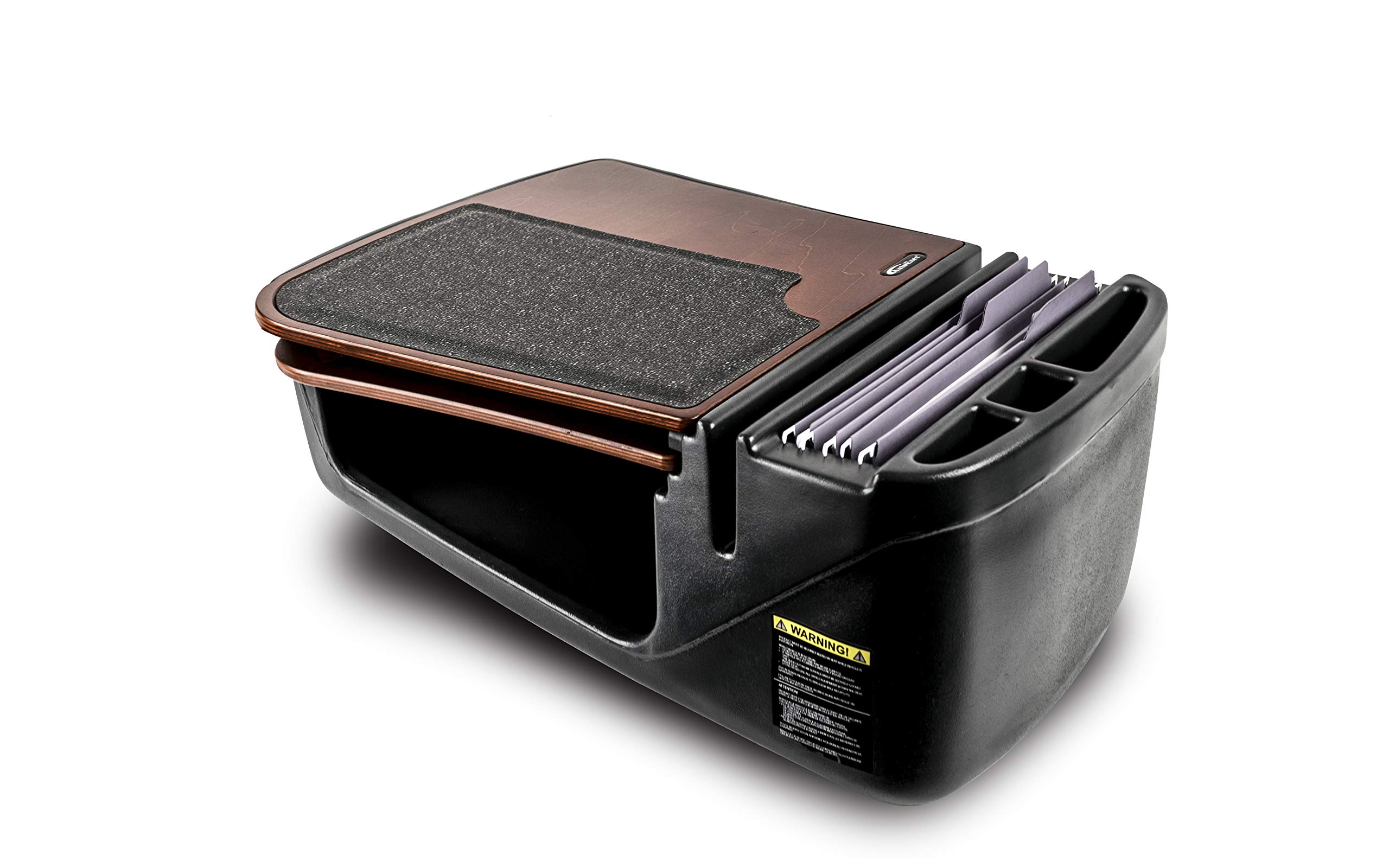 AutoExec AUE73000 GripMaster Car Desk with Mahogany Finish - Built-in 200W Power Inverter for Laptops & Devices | Perfect for Business Professionals & Road Trips | Office on the Go Solution