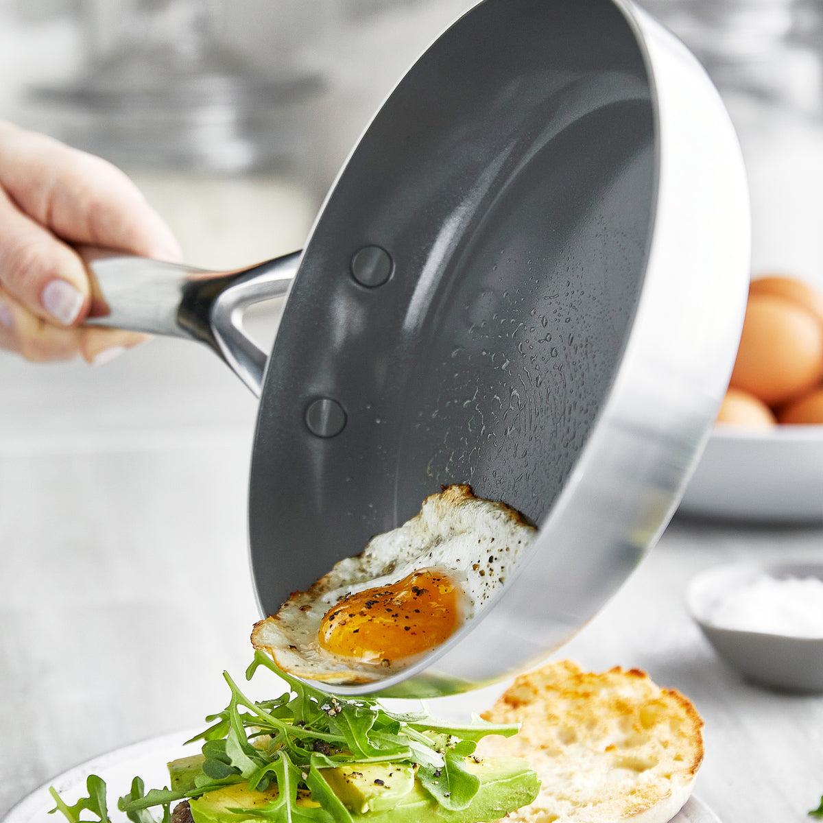 GP5 Stainless Steel 8-Inch Nonstick Frying Pan with Mirror Handle - Perfect for Sautéing, Frying & Cooking Eggs - Professional Kitchen Cookware for Home Chefs