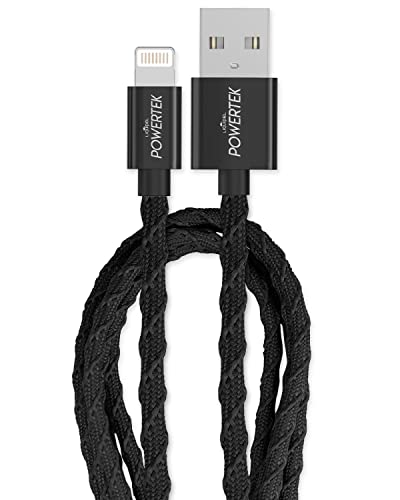Liquipel Powertek Twizzler MFi Certified Lightning Cable - 6ft Fast Charging USB Cable for iPhone & iPad | Tangle-Free Durable Design | Perfect for Home, Office & Travel (Black)
