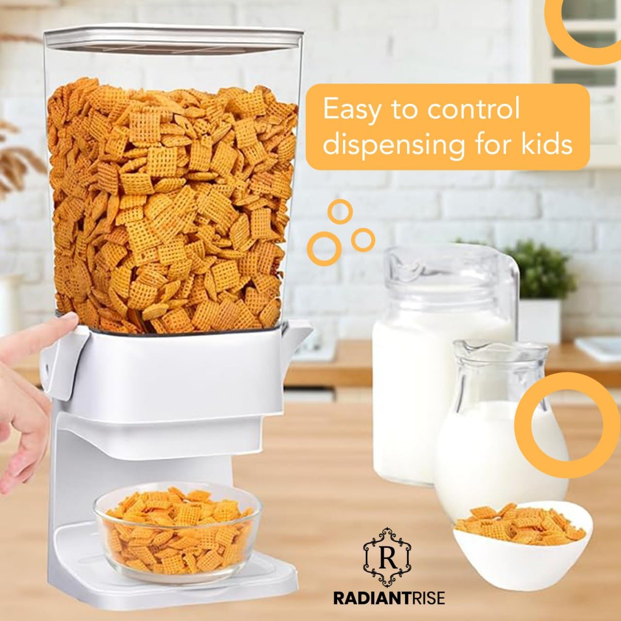 RADIANTRISE Large Cereal Dispenser – 3.5L Airtight Food Storage Container for Cereal, Rice, Pasta & Snacks – Clear Kitchen Organizer with Locking Lid – Space-Saving Pantry & Countertop Storage Solution for Home & Office