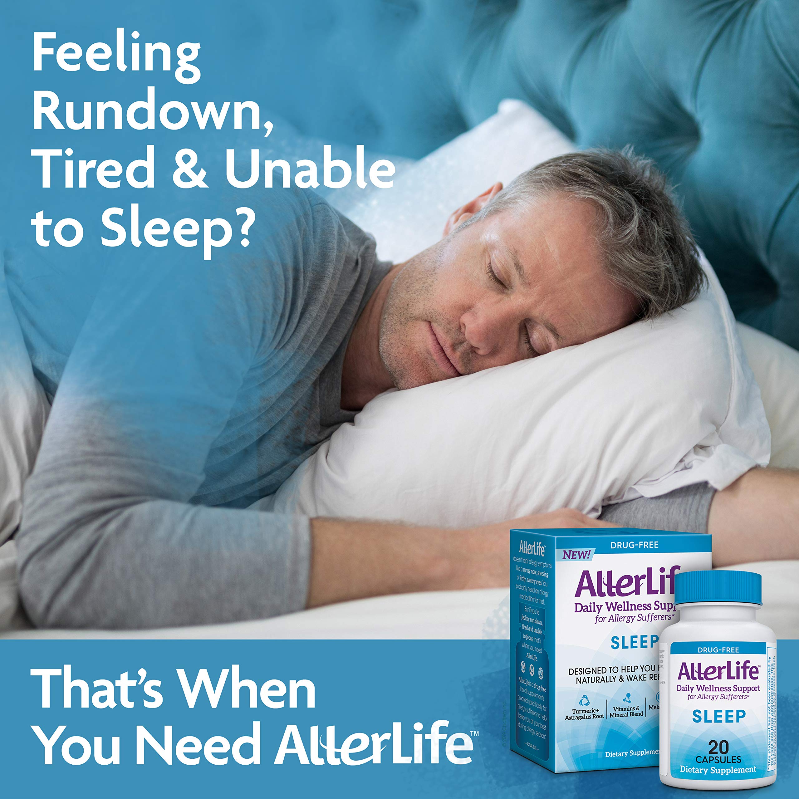 Allerlife Sleep Capsules - Natural Allergy Relief & Sleep Aid Supplement, 20 Count - Supports Restful Sleep & Seasonal Allergy Relief for Adults - Perfect for Nighttime Use & Travel