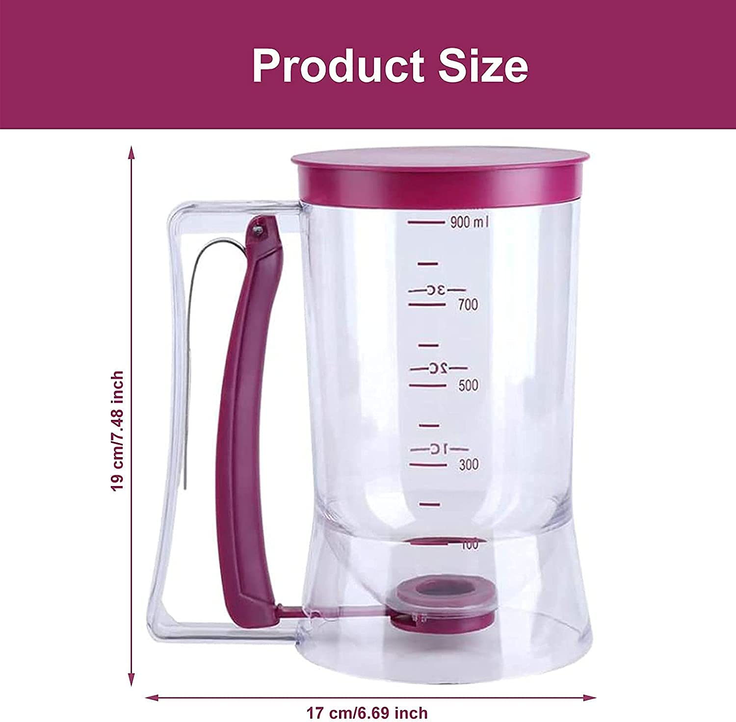 WANGZAIZAI 900ml Pasta Portioner for Cakes, Waffles, Muffins - DIY Dough Dispenser with Lid & Measuring Scale - Perfect for Baking, Pancakes, Cupcakes & Pastry Making