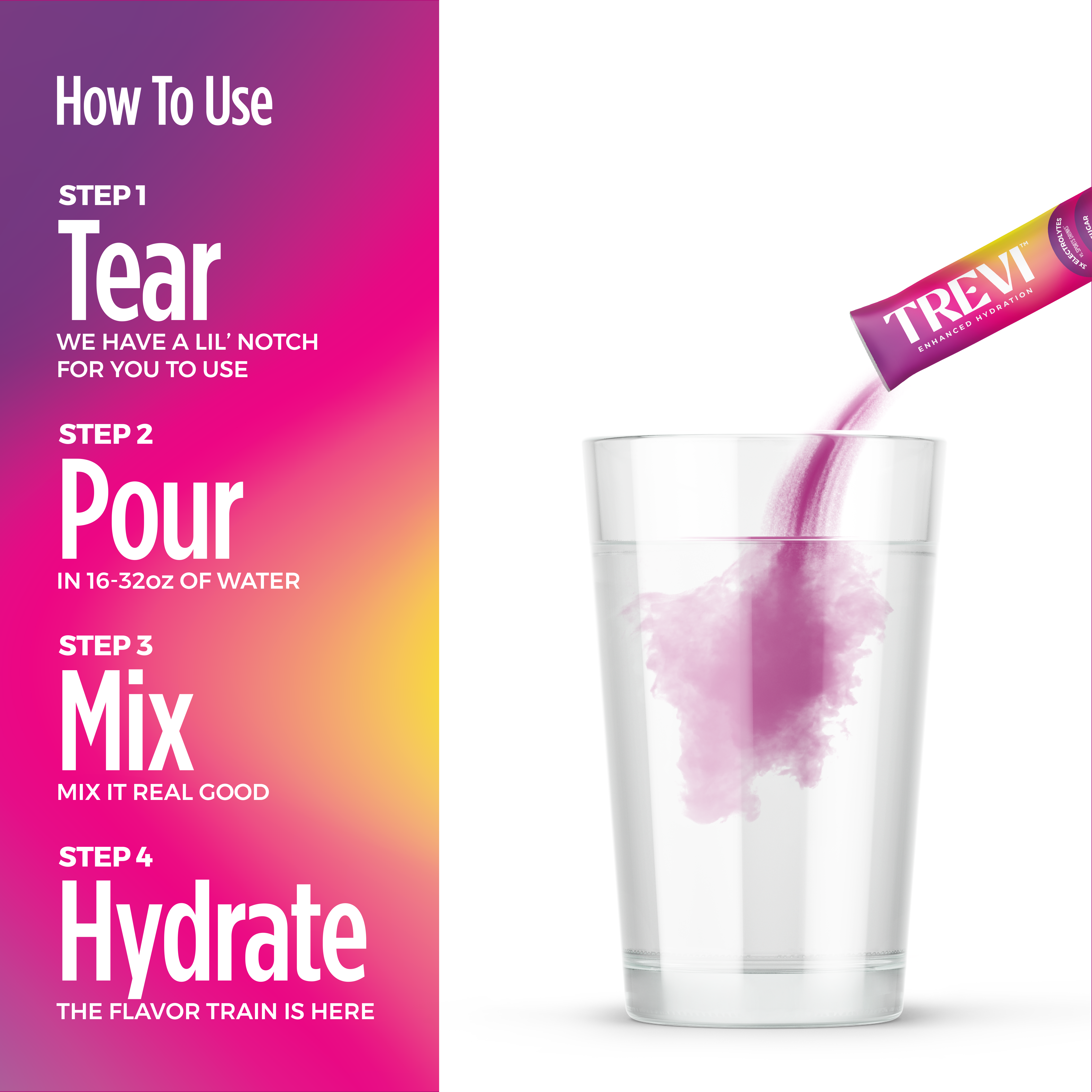 Trevi Electrolyte Powder Mix - Hydration Boost for Athletes & Active Lifestyles | Rapid Replenishment for Workouts, Travel & Daily Hydration