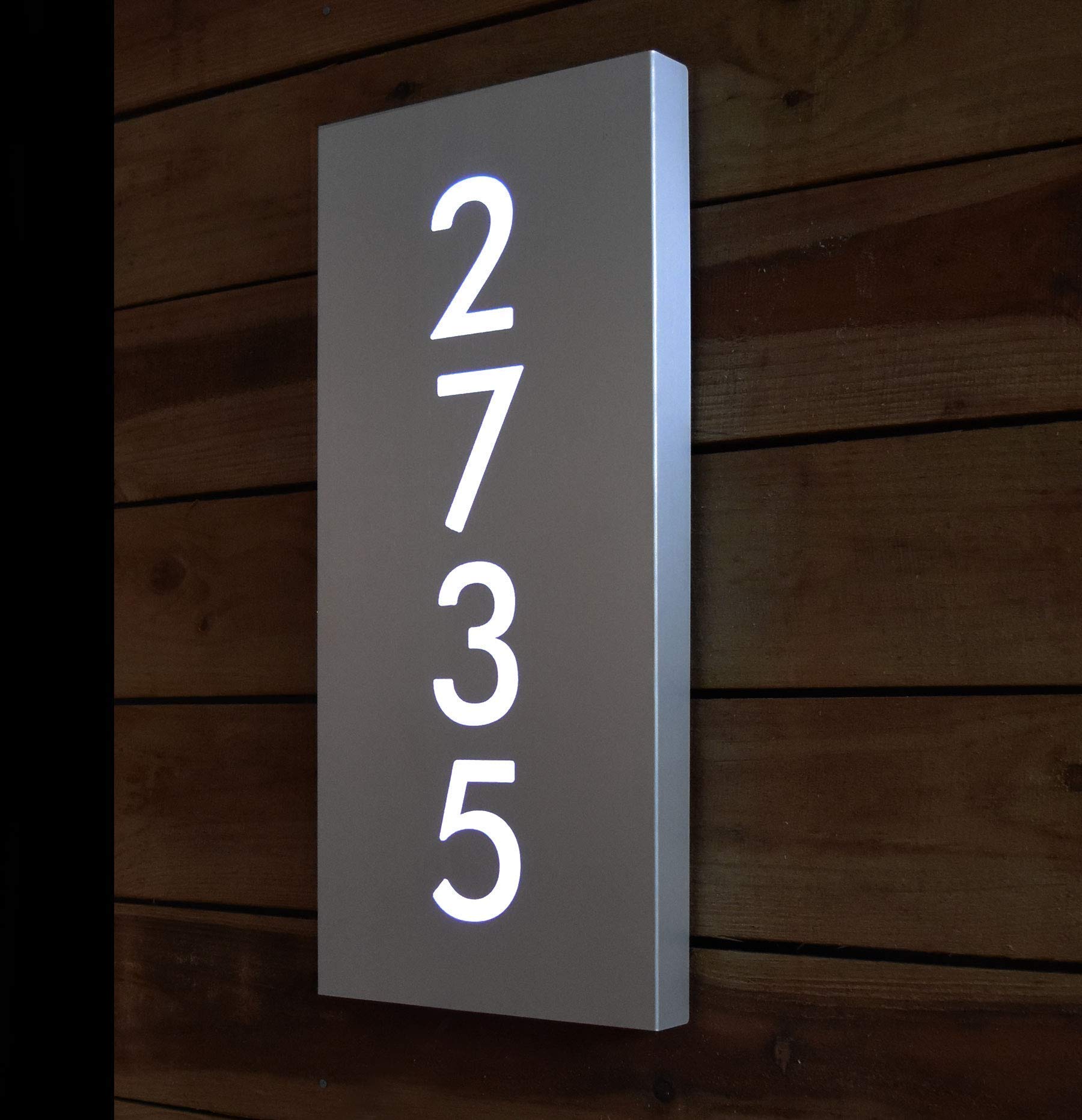 Modern LED Vertical Lighted Address Sign - Personalized House Numbers Plaque with Bright Illumination for Mailbox Display - Perfect for Home, Business & Outdoor Nighttime Visibility