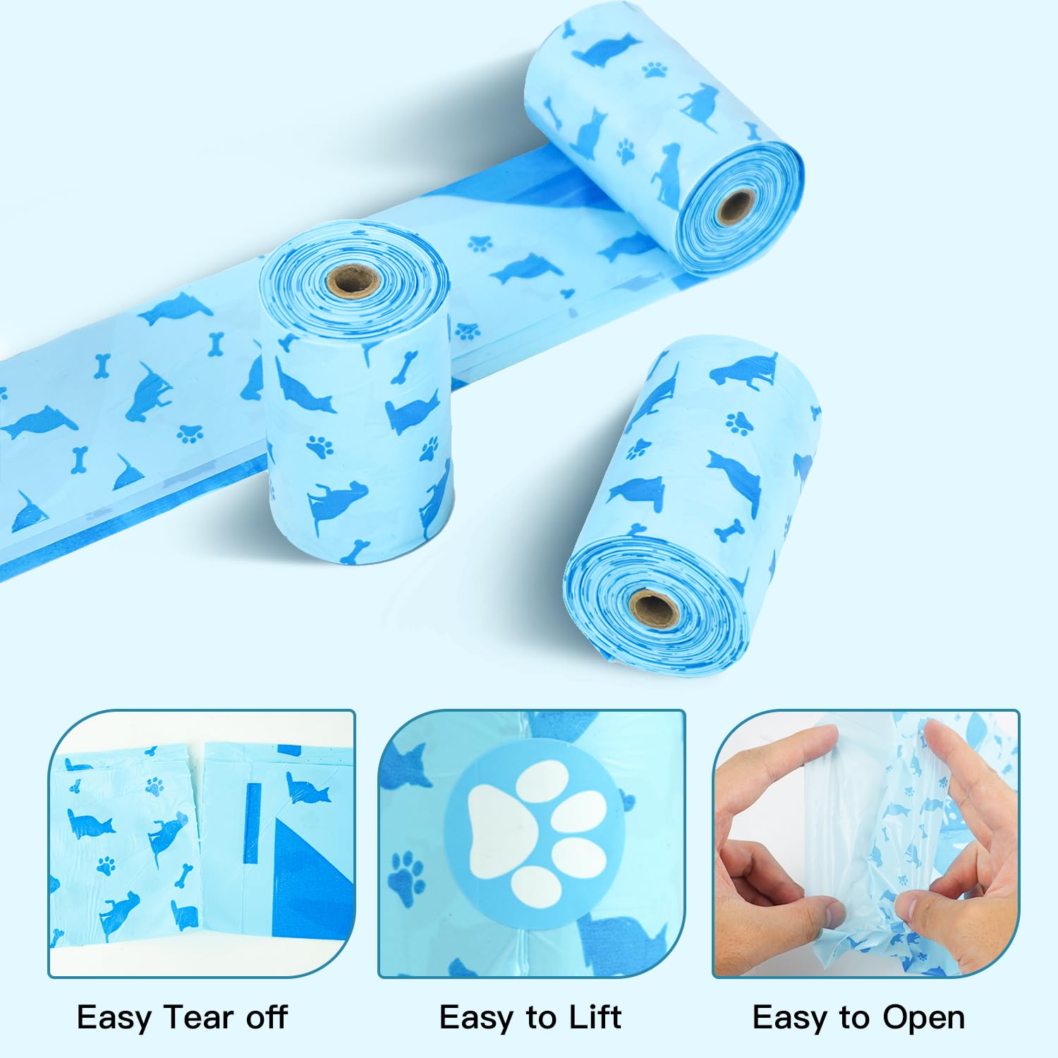 Joyeux 240 Count Ocean Scent Dog Poop Bags with Dispenser - Extra Thick, Leak-Proof Waste Bags for Dogs & Cats - Blue Pet Litter Bags for Outdoor Walks, Park Visits & Backyard Cleanup