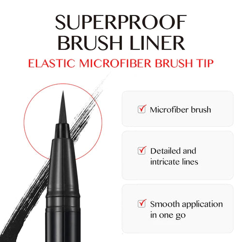 CLIO Superproof Brush Liner - 0.55ml Waterproof Eyeliner Pen for Long-Lasting Makeup | Perfect for Daily Use, Party & Special Occasions