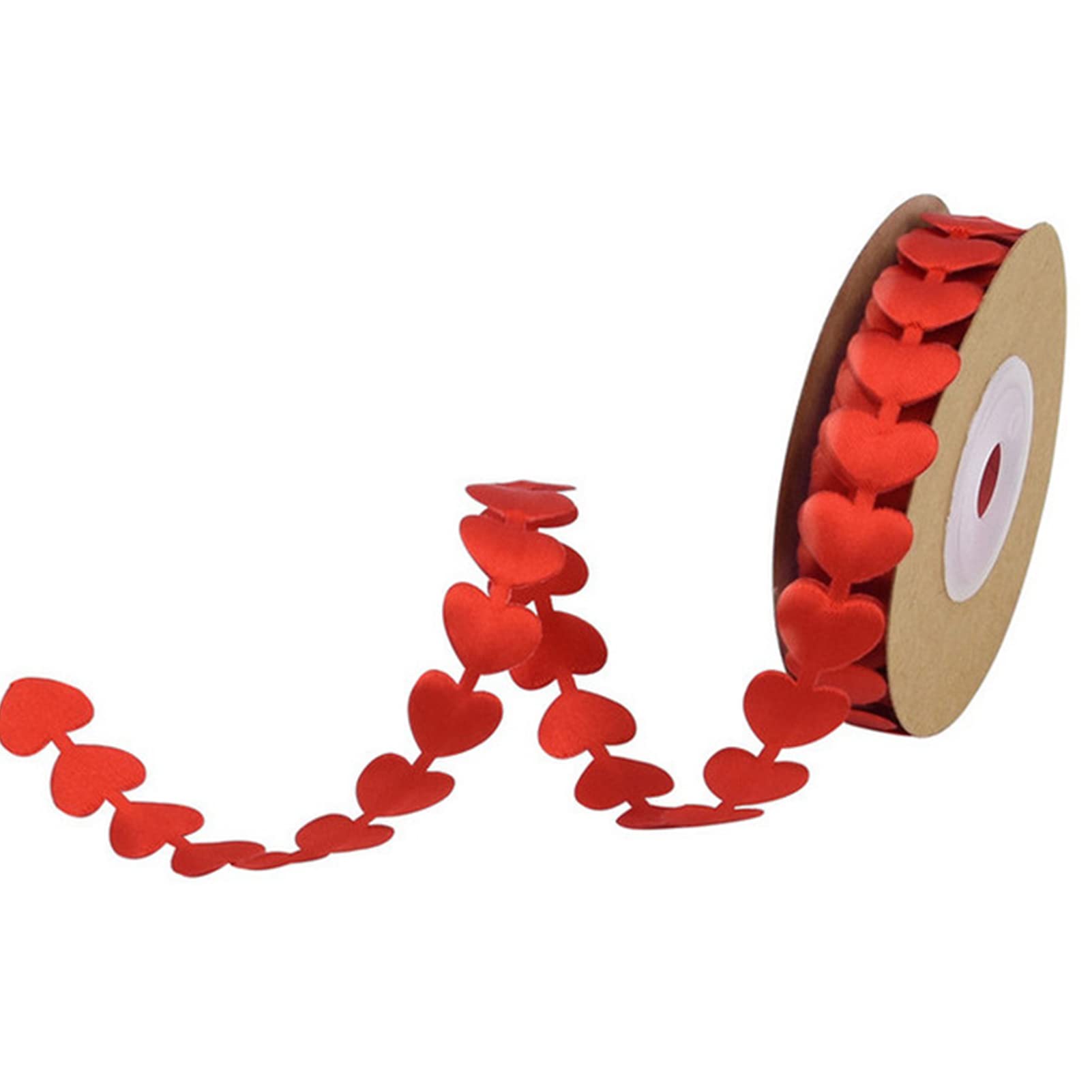 Valentine Love Heart Ribbon - 5m Red & White Heart Pattern Embossed Craft Ribbon for DIY Gift Wrapping, Wedding Decor, Party Supplies - Perfect for Valentine's Day, Christmas, and Anniversary Celebrations (2pcs - White & Red)