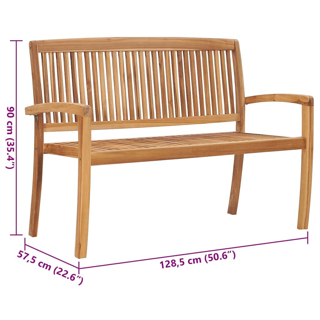 vidaXL Outdoor Patio Bench with Cushion - Stackable Teak Wood Garden Bench for Backyard, Deck, Lawn & Yard - Retro Style Solid Wood Furniture - Perfect for Outdoor Relaxation & Entertaining