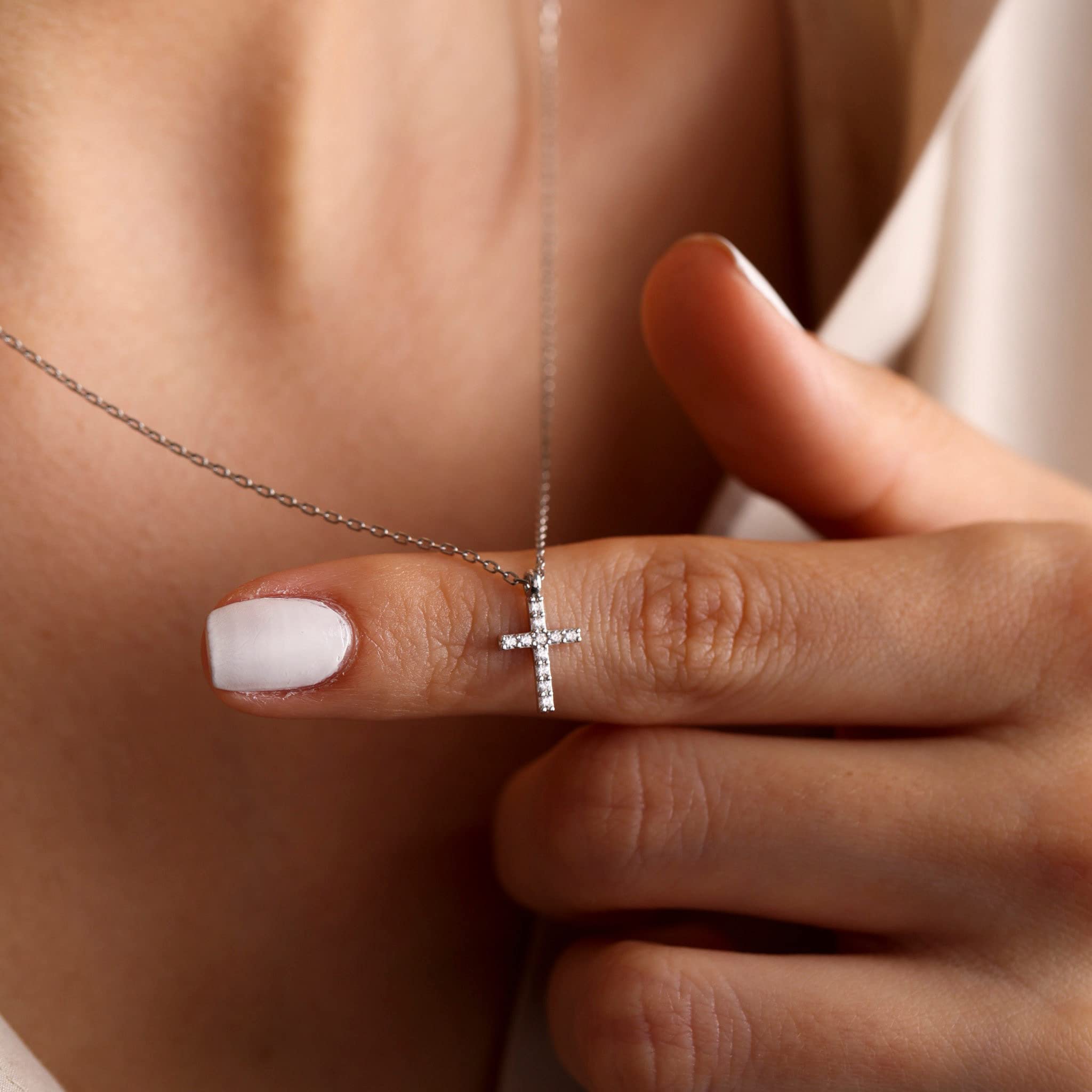 DEARMAY Dainty Cross Necklace for Women - 14K Gold Filled & Sterling Silver Layered Cross Pendant Choker Necklace with Thin Chain, Minimalist Aesthetic Jewelry Gift for Her - Perfect for Everyday Wear, Layering, Church, Baptism & Special Occasions