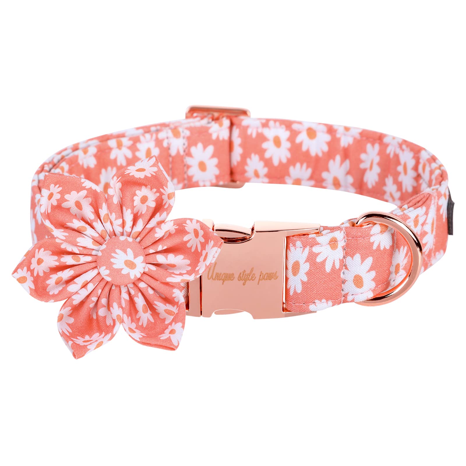 Stylish Pink Daisy Flower Dog Collar with Adjustable Metal Buckle - Summer Pet Accessory for Small, Medium & Large Dogs - Perfect for Walks, Pet Photos & Special Occasions