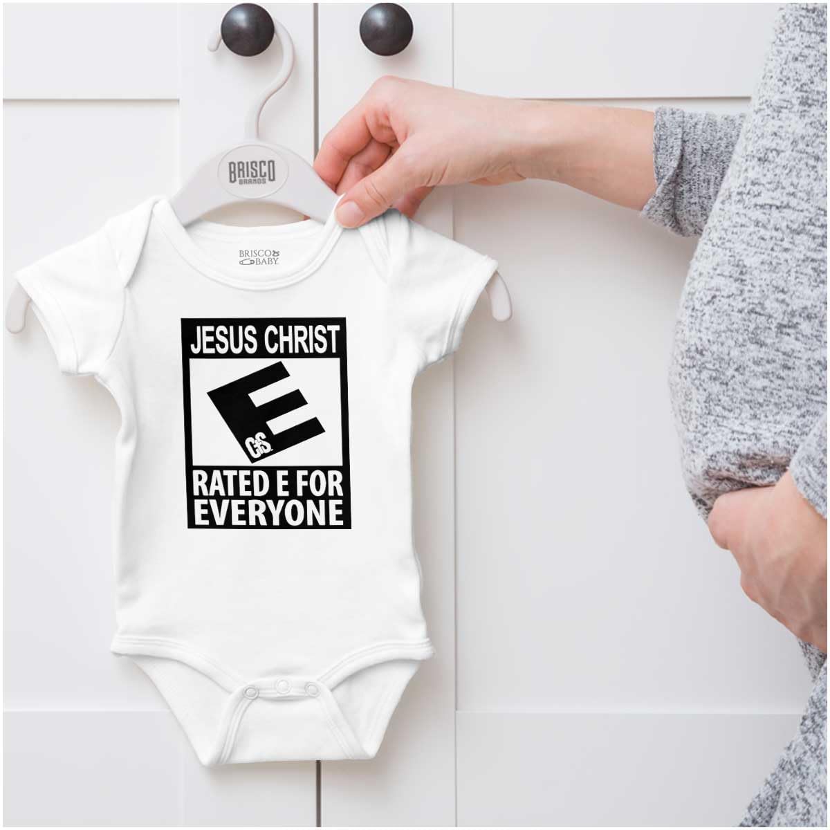 Brisco Brands Christian Baby Romper - Jesus is for Everyone - Cute Unisex Infant Bodysuit for Boys & Girls - Perfect for Church, Baptism & Family Gatherings