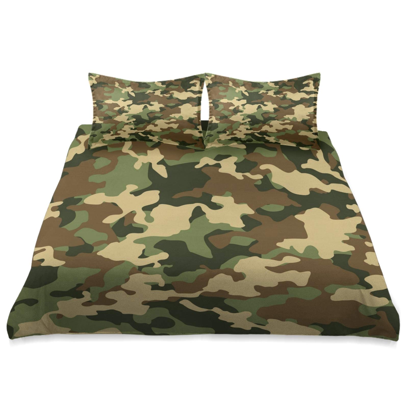 Camo Camouflage Print King Size Comforter Cover Set - 3 Piece Soft All-Season Bedding (90