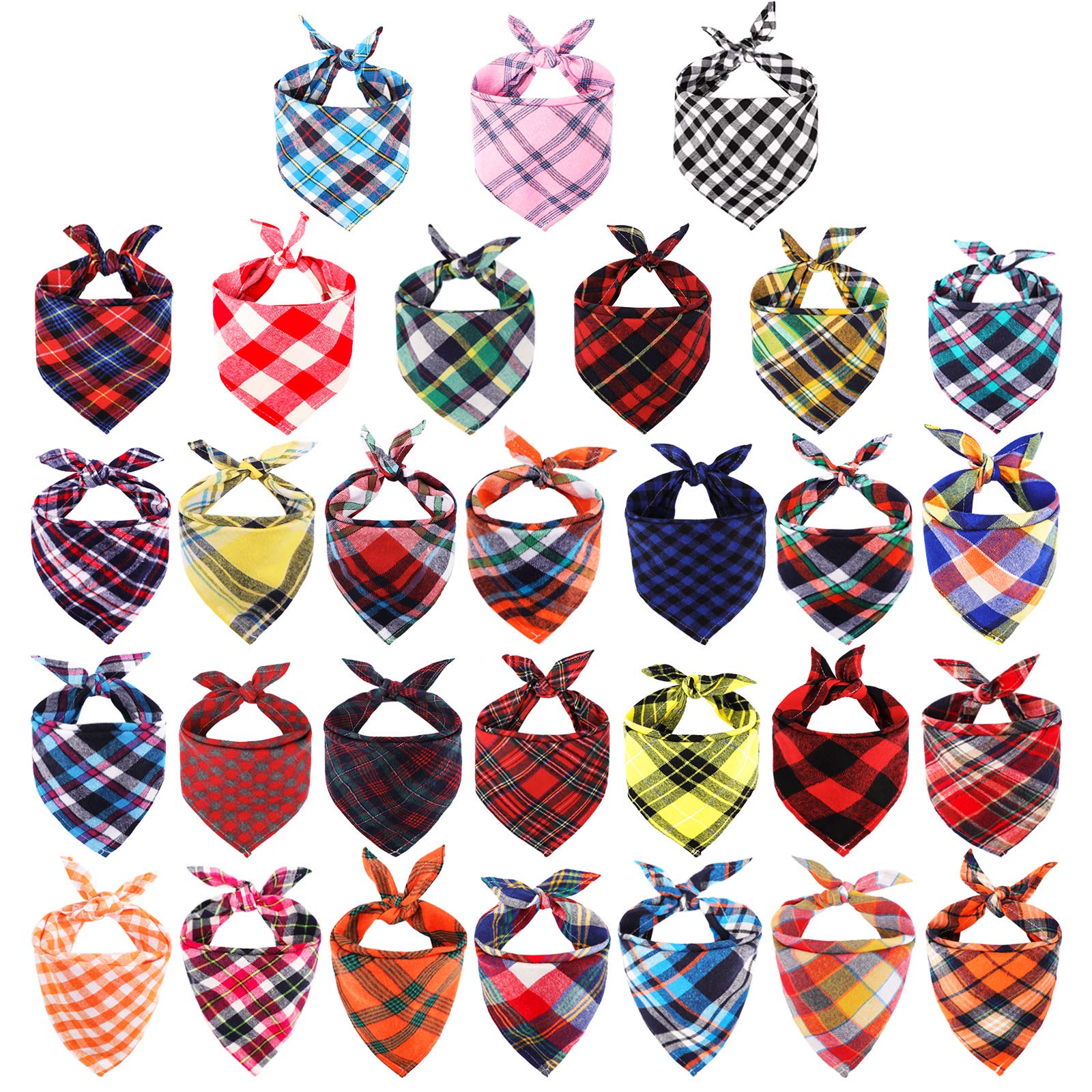 30 PCS Segarty Adjustable Dog Bandanas for Small Medium Large Dogs - Plaid Triangle Pet Scarves, Washable Dog Kerchiefs & Bibs for Puppies, Boys & Girls | Perfect for Fall Fashion, Outdoor Adventures & Pet Photo Shoots