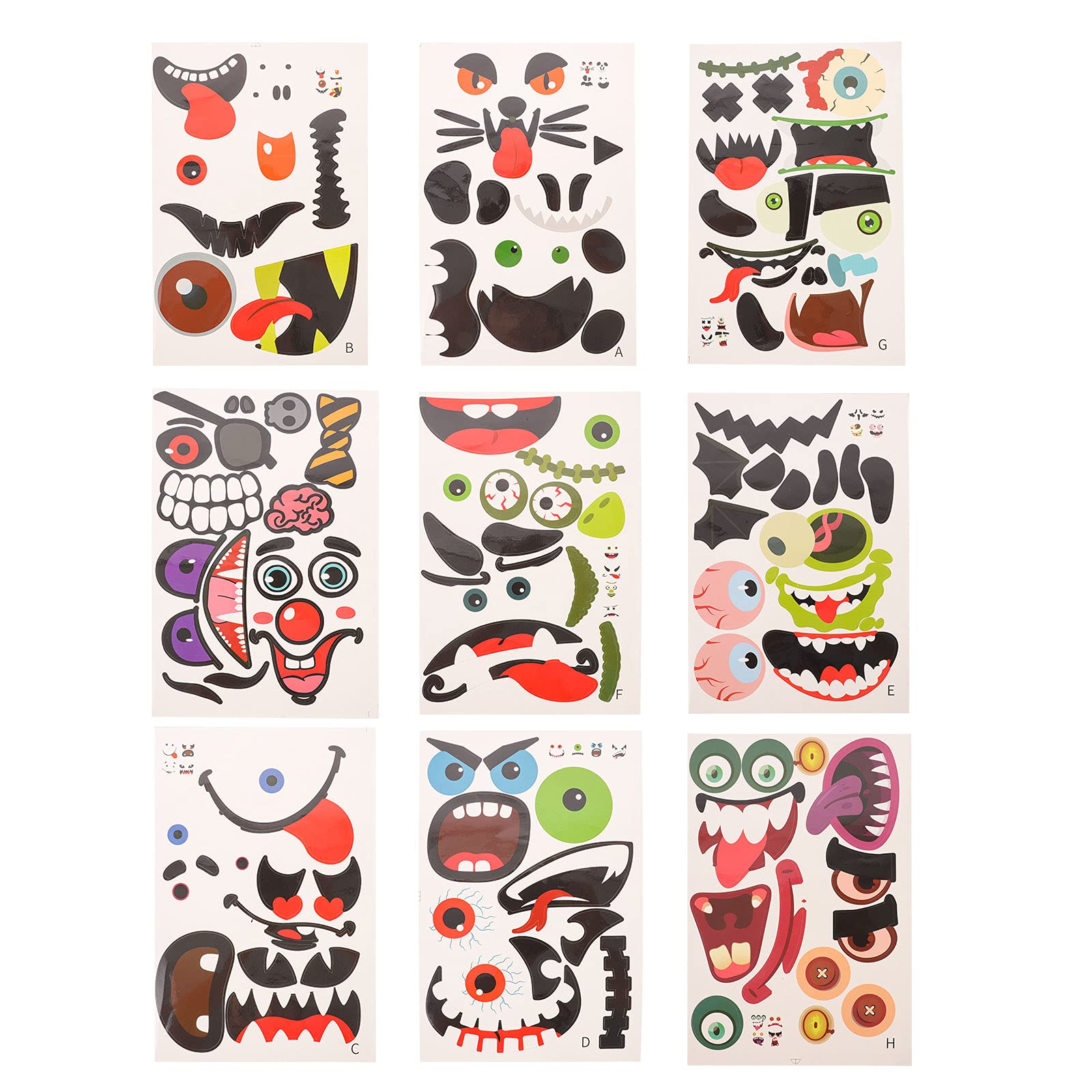 LUOZZY 9-Piece Halloween Pumpkin Stickers - Scary Decorative Wall & Window Clings for Halloween Party Decorations, Home & Office Decor