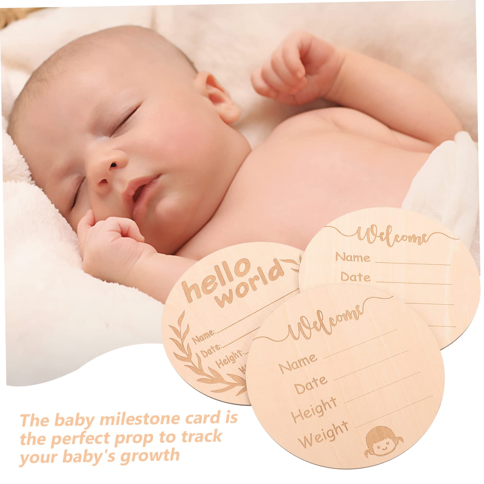 BESTonZON 3-Piece Wooden Baby Milestone Cards Set - Newborn Name Signs & Growth Record Keepsake - Perfect for Baby Showers, First Birthday Gifts, and Monthly Photo Props