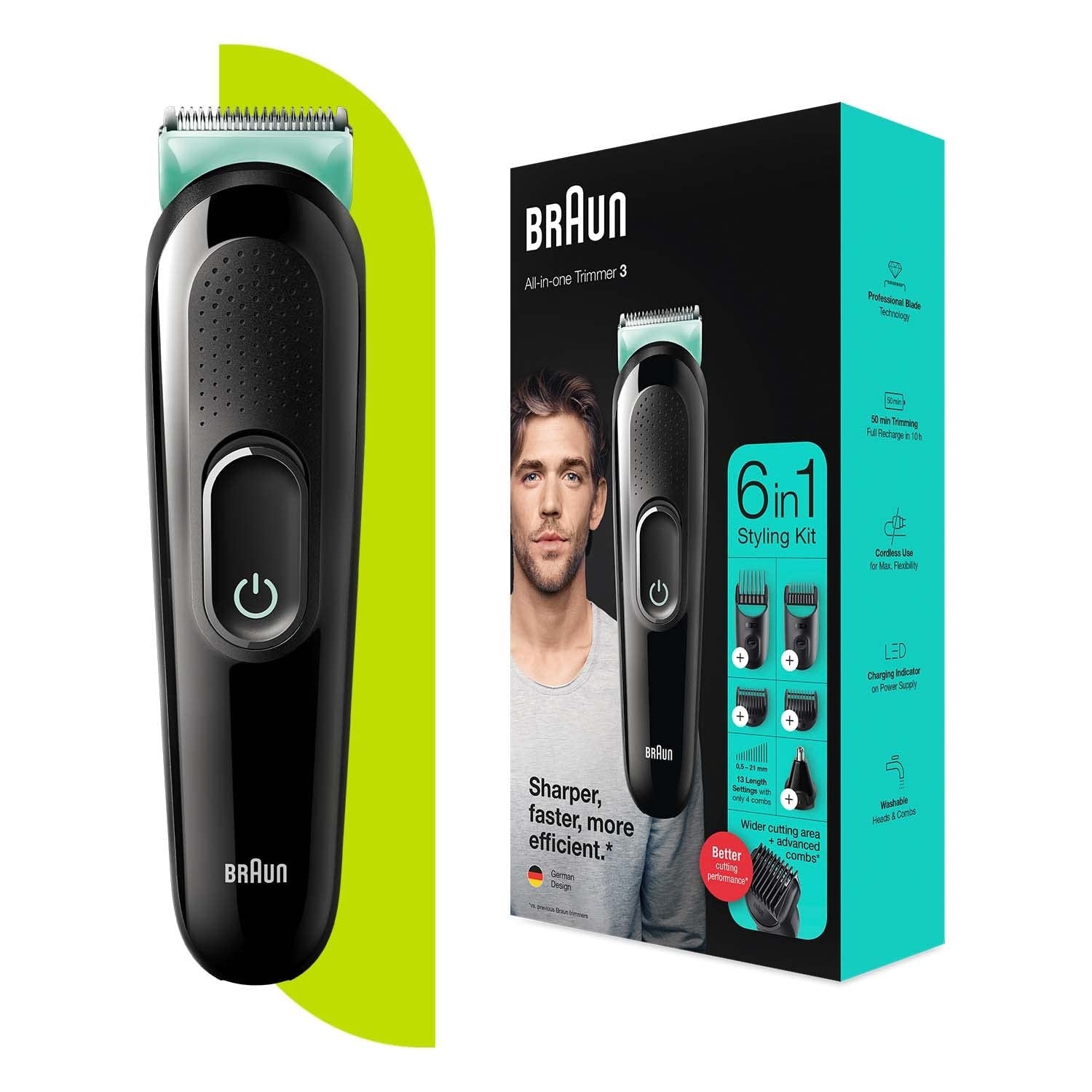 Braun 6-in-1 Multi-Grooming Kit for Men - Professional Beard Trimmer, Hair Clipper & Body Groomer - Perfect for Home, Travel & Gifting (Black)