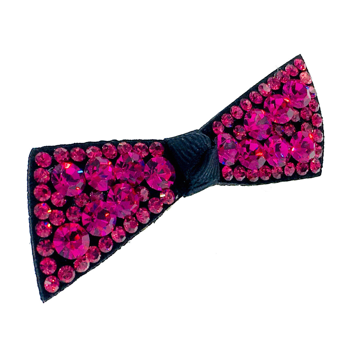 Elegant Urban Bow Knot Hair Clip with Swarovski Crystals - Acrylic Black Base in Magenta | Perfect for Weddings, Parties & Everyday Glamour
