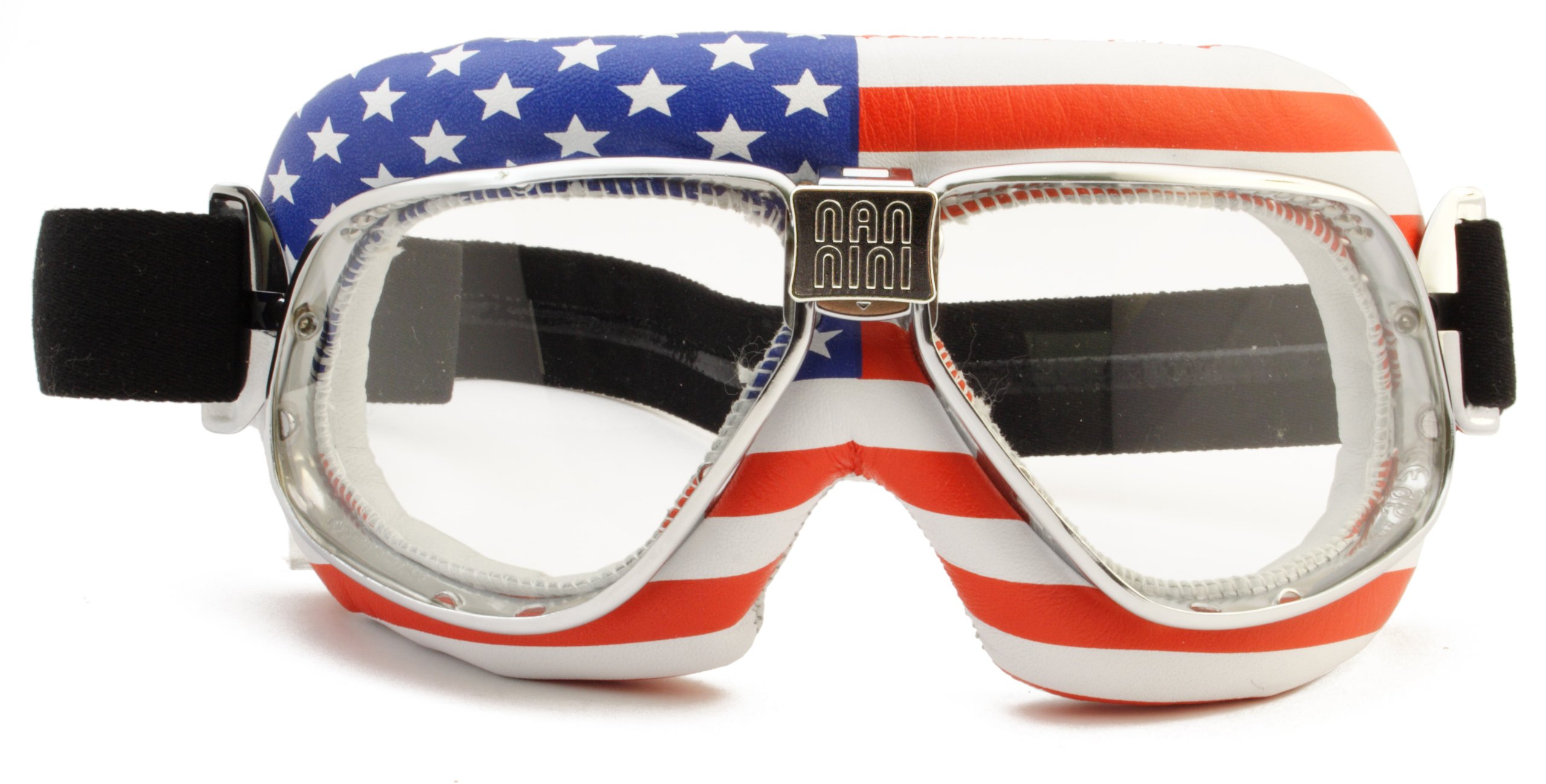 Nannini Anti-Fog Cruiser Flag USA Goggles - Clear Lens Motorcycle Riding Glasses for Men & Women - Perfect for Cycling, Skiing, and Outdoor Sports