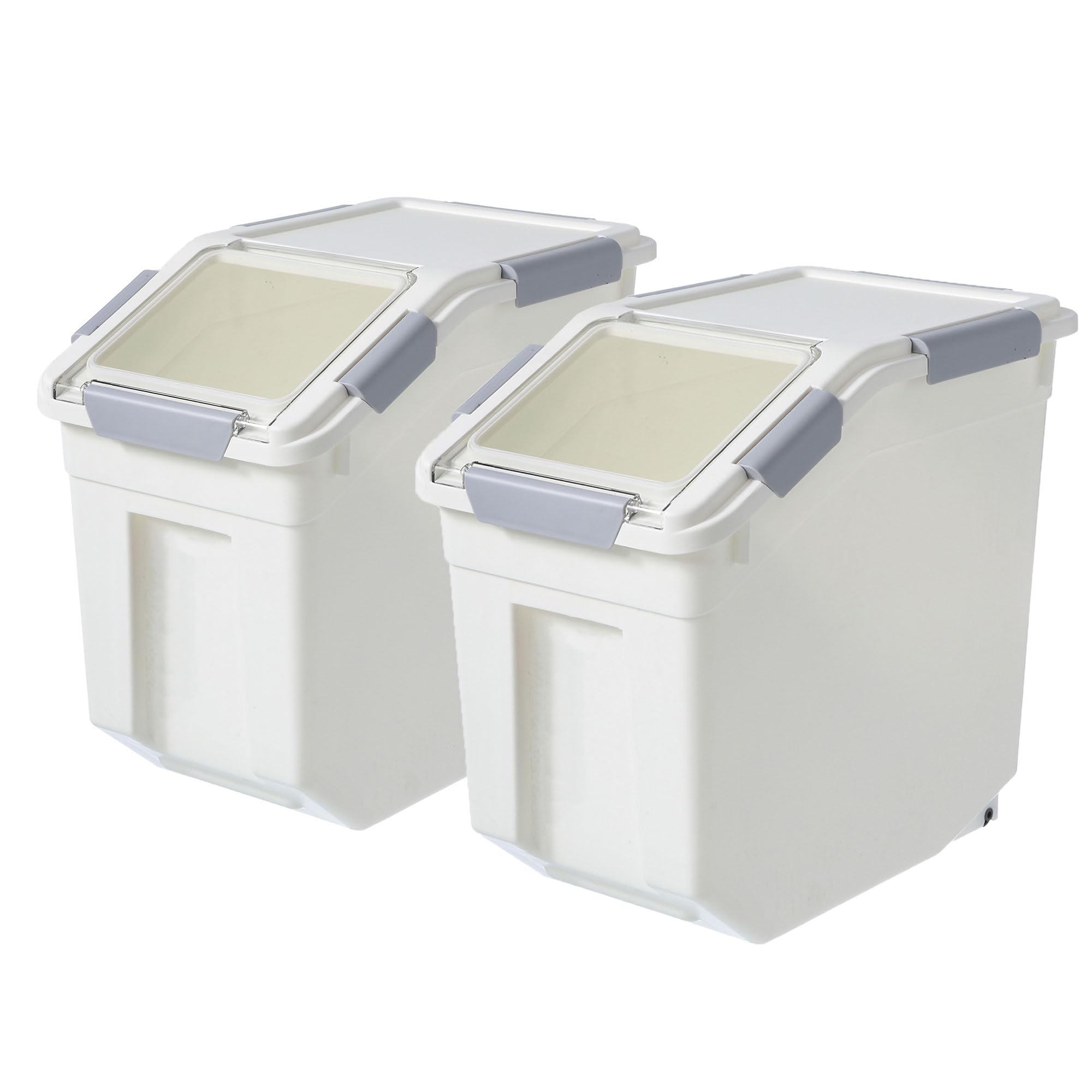 HANAMYA 10 Liter / 20 lbs Airtight Rice Storage Container with Measuring Cup - BPA Free Food Grade Plastic for Rice, Grains, Pet Food & Flour - 2 Pack White - Perfect for Kitchen Pantry & Bulk Food Storage