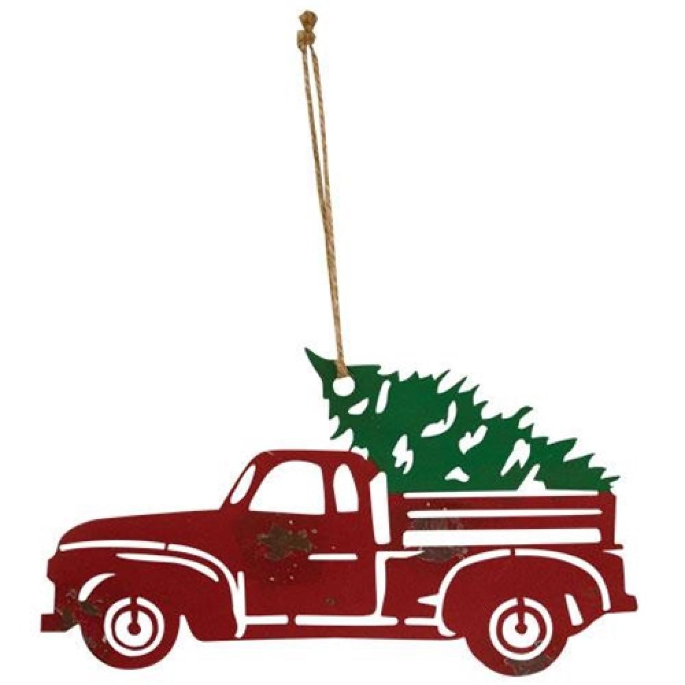 Vintage Distressed Red Metal Hanging Truck Wall Decor - Rustic Farmhouse, Industrial, Man Cave & Garage Decor for Home, Office & Outdoor Spaces