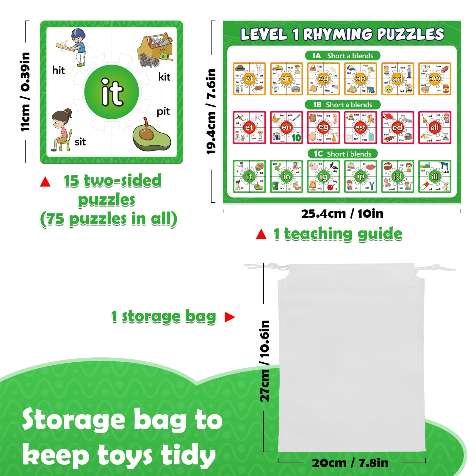 Torlam Phonics Puzzles & Rhyming Games for Kids - Learn to Read with Flash Cards, Sight Words & Short Vowel Blends (A, E, I, O, U) - Perfect for Preschool, Kindergarten & Homeschool Reading Practice | Great for Classroom Learning & Early Childhood Education