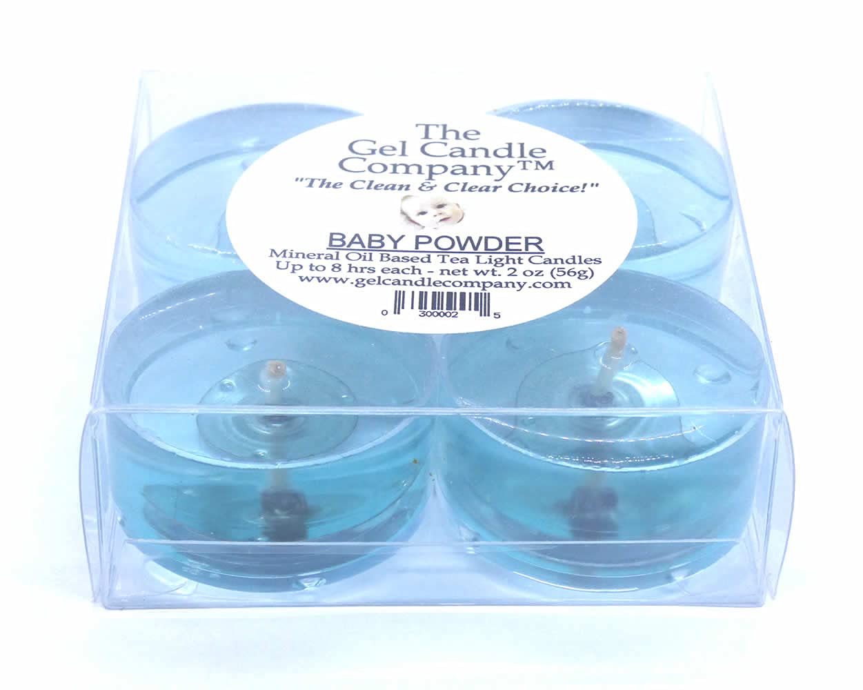 4 Pack Baby Powder Scented Tea Light Candles - Mineral Oil Based, Fresh & Clean Aroma, 8-Hour Burn Time - Perfect for Relaxation, Spa Days & Home Fragrance