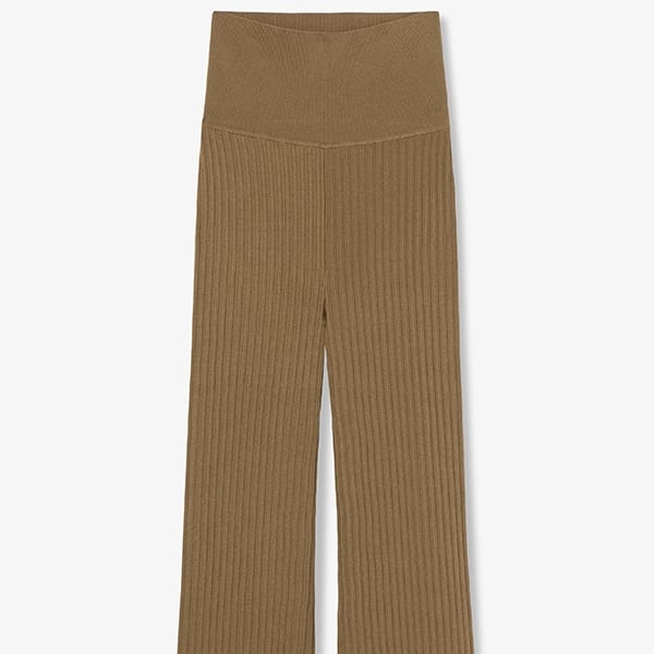 Finley Stretch Pant Ribbed Jardigan Knit - Light Bronze Women's Comfortable Lounge Pants for Yoga, Home & Casual Wear