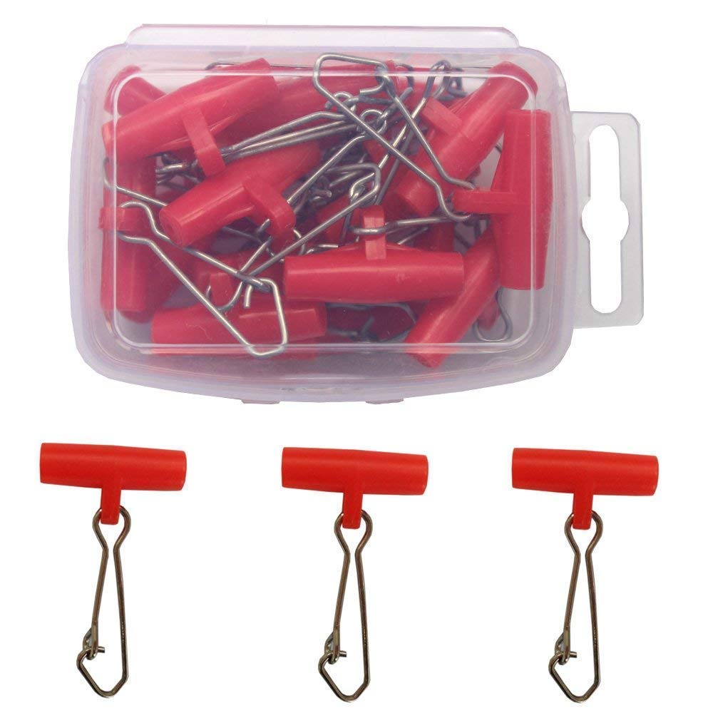 10/25/40pcs High Strength Stainless Steel Fishing Snap Swivel with Double Lock - Fishing Line Slides & Tackle Kit (Red, Size 5#) - Perfect for Freshwater & Saltwater Fishing, Bait Rigging, and Tackle Organization