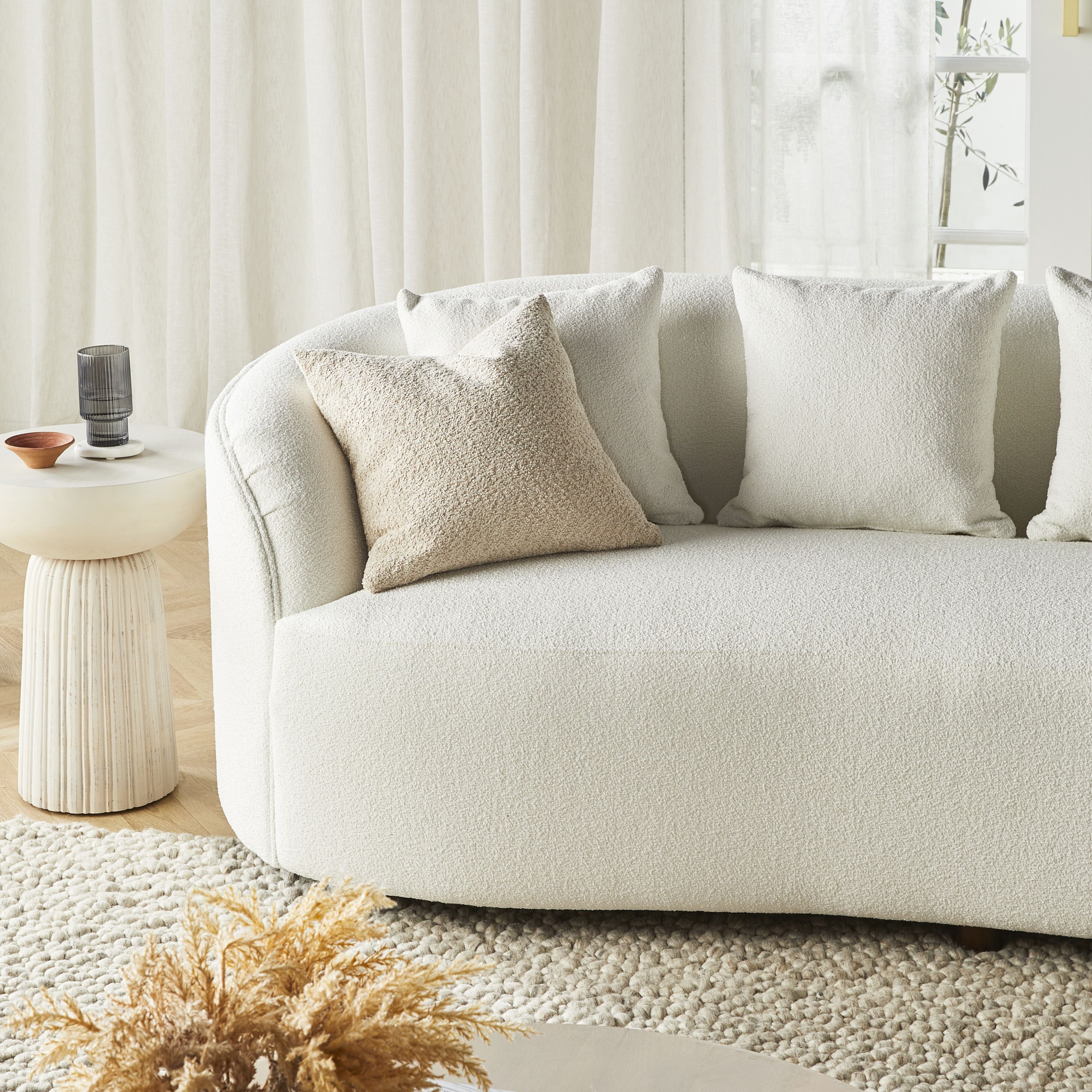 Alessa 3-Seater Sofa in Cloud White - Modern Living Room Furniture for Small Spaces & Apartments | Comfortable Couch for Relaxing, Entertaining & Family Gatherings
