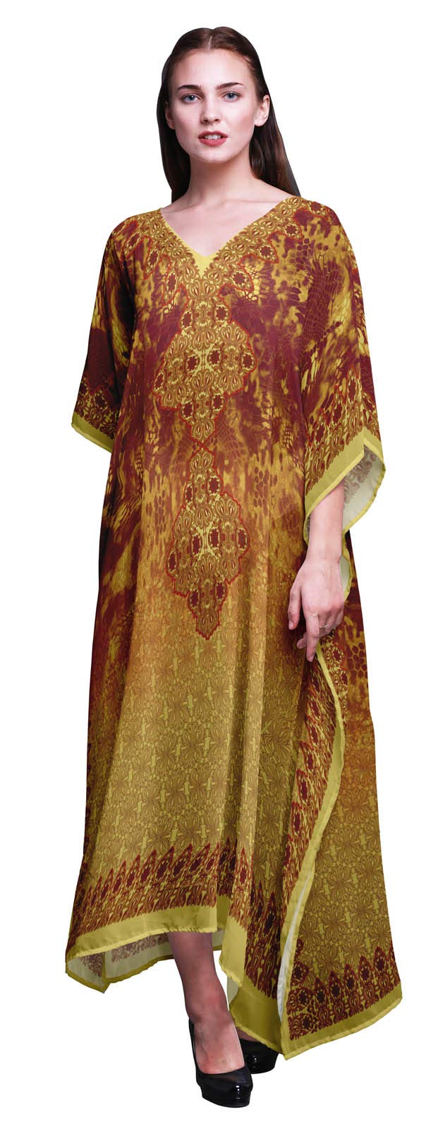 Plus Size Kaftan Dress for Women - Flowy Summer Beach Cover Up, Kimono Maxi Dress for Lounge, Vacation & Poolside Relaxation