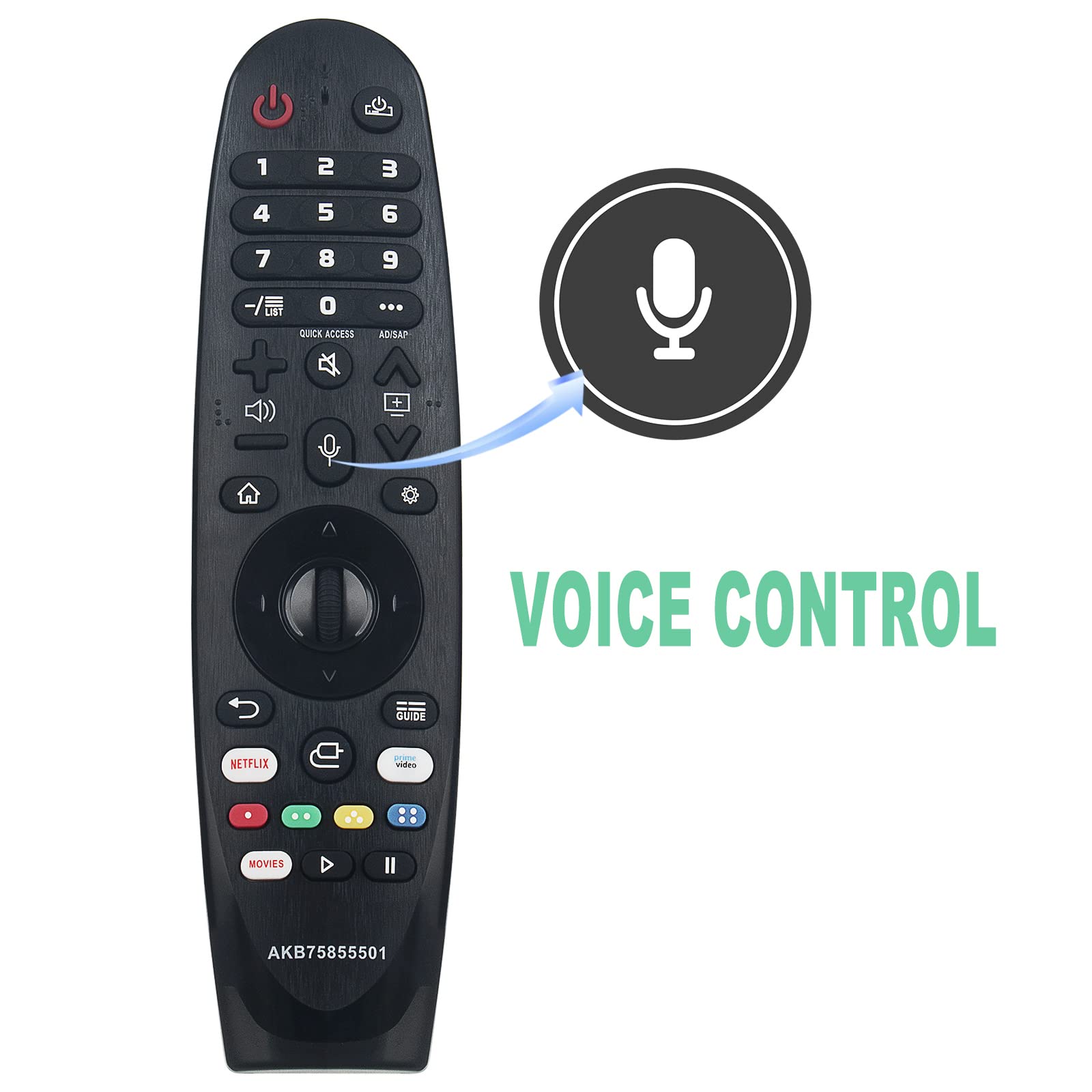 AKB75855501 MR20GA Replacement Magic Voice Remote Control for LG OLED TV Models - Compatible with OLED55B9PUB, OLED65E9PUA, OLED65C9PUA & More | Perfect for Smart TV Navigation & Voice Commands