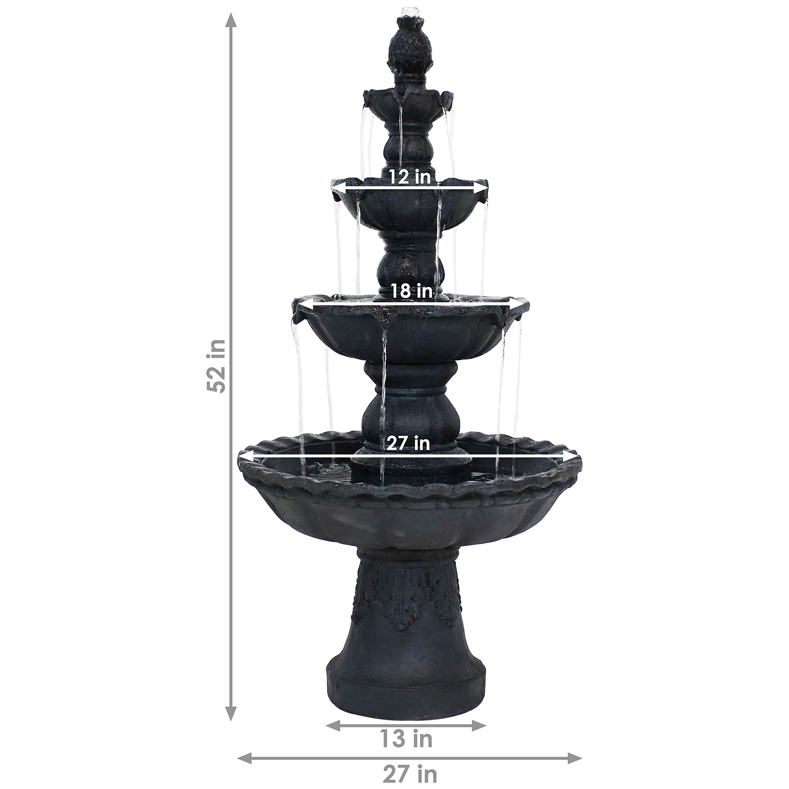 Sunnydaze 52-Inch 4-Tier Pineapple Outdoor Water Fountain - Large Garden Water Feature for Patio, Yard, or Backyard Decor - Black | Perfect for Relaxation, Meditation & Outdoor Ambiance