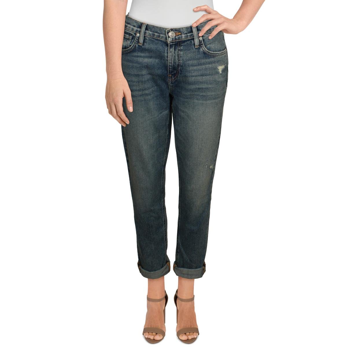 HUDSON Women's Lana Boyfriend Jeans - High Waist Distressed Denim Pants for Casual Wear & Everyday Outfits