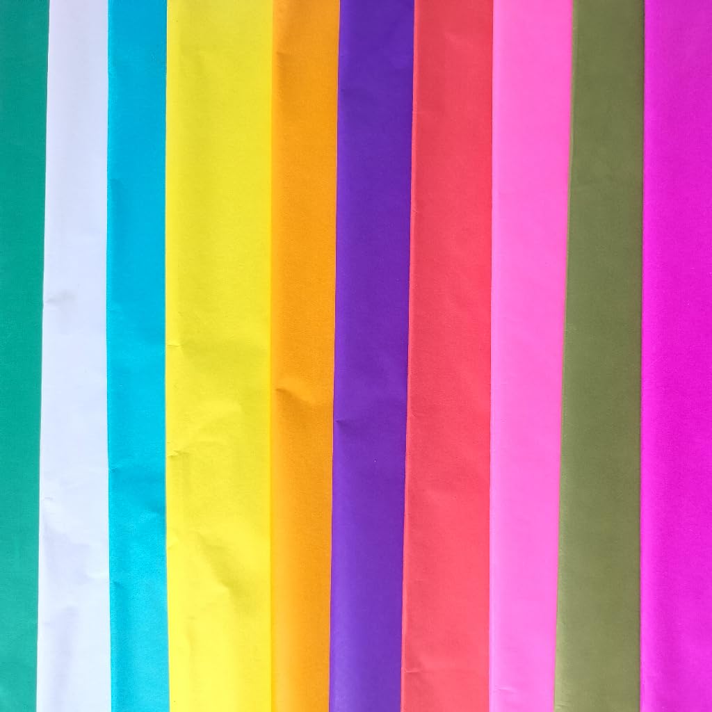 Colorful Kite Paper for Flower Making - 10 Vibrant Colors, 20 Sheets (45cm x 35cm) - Perfect for DIY Crafts, Origami, Gift Wrapping & Decoration