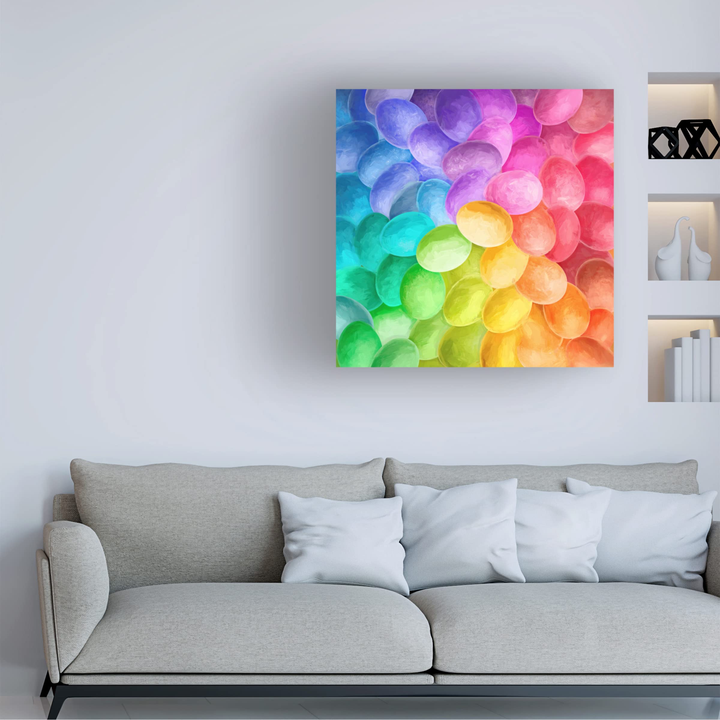 Trademark Fine Art 'Rainbow of Painted Eastern Eggs' Canvas Wall Art by Cora Niele - Vibrant Home Decor for Living Room, Bedroom & Office