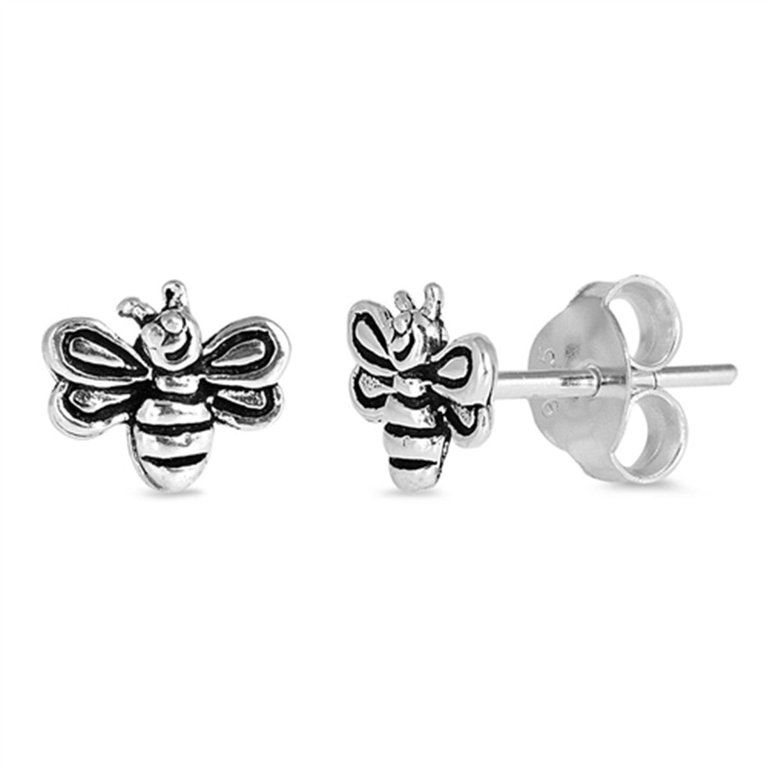 6mm Tiny Small Bee Stud Earrings - 925 Sterling Silver Bee Earrings for Women (Choose Your Color) | Dainty Jewelry Gift for Her, Birthday, Anniversary, Everyday Wear