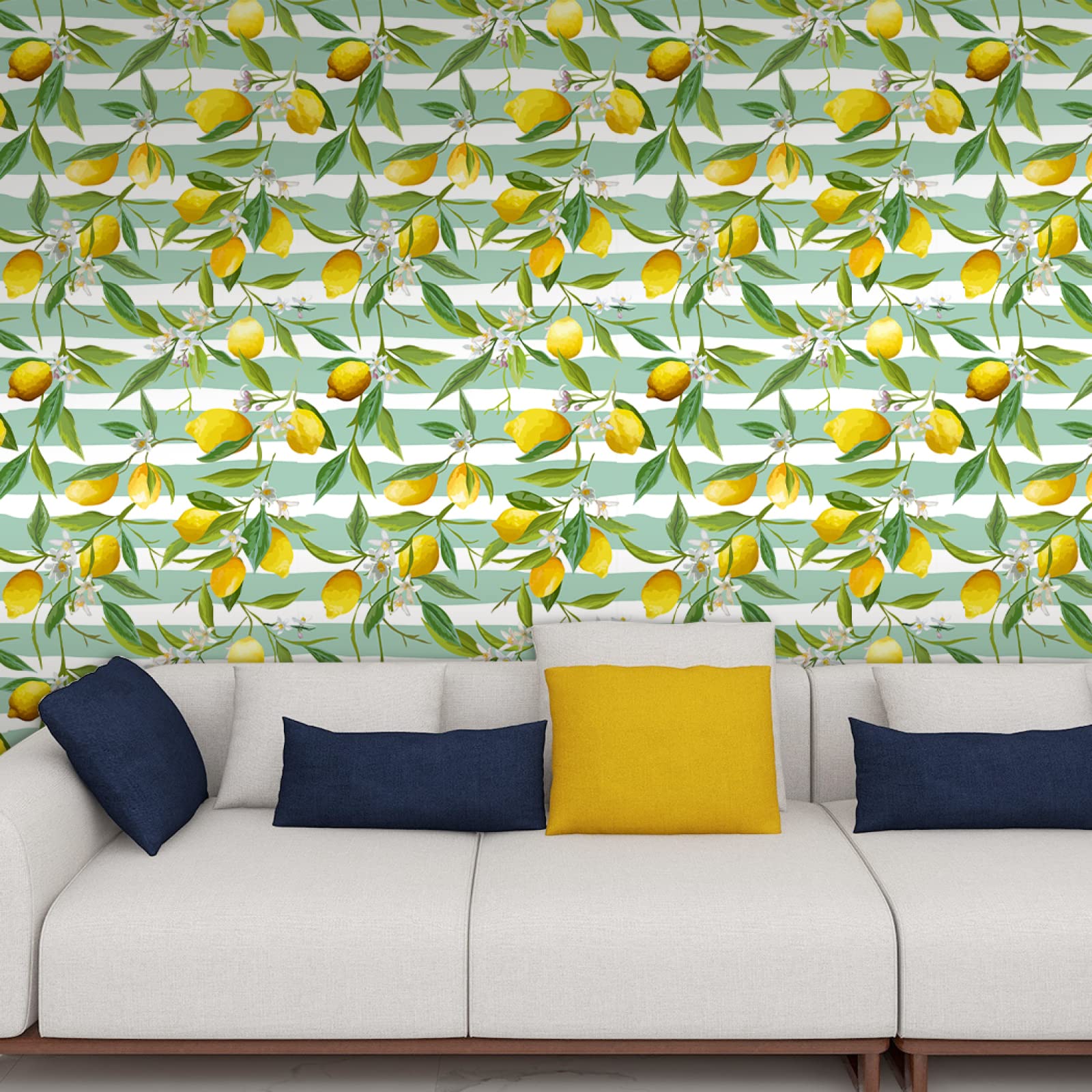 Floral Watercolor Peel and Stick Wallpaper - Removable Self-Adhesive Wall Decals for Cabinets, Walls & Home Decor in Green & Yellow | Perfect for Bedroom, Kitchen & Bathroom Makeovers