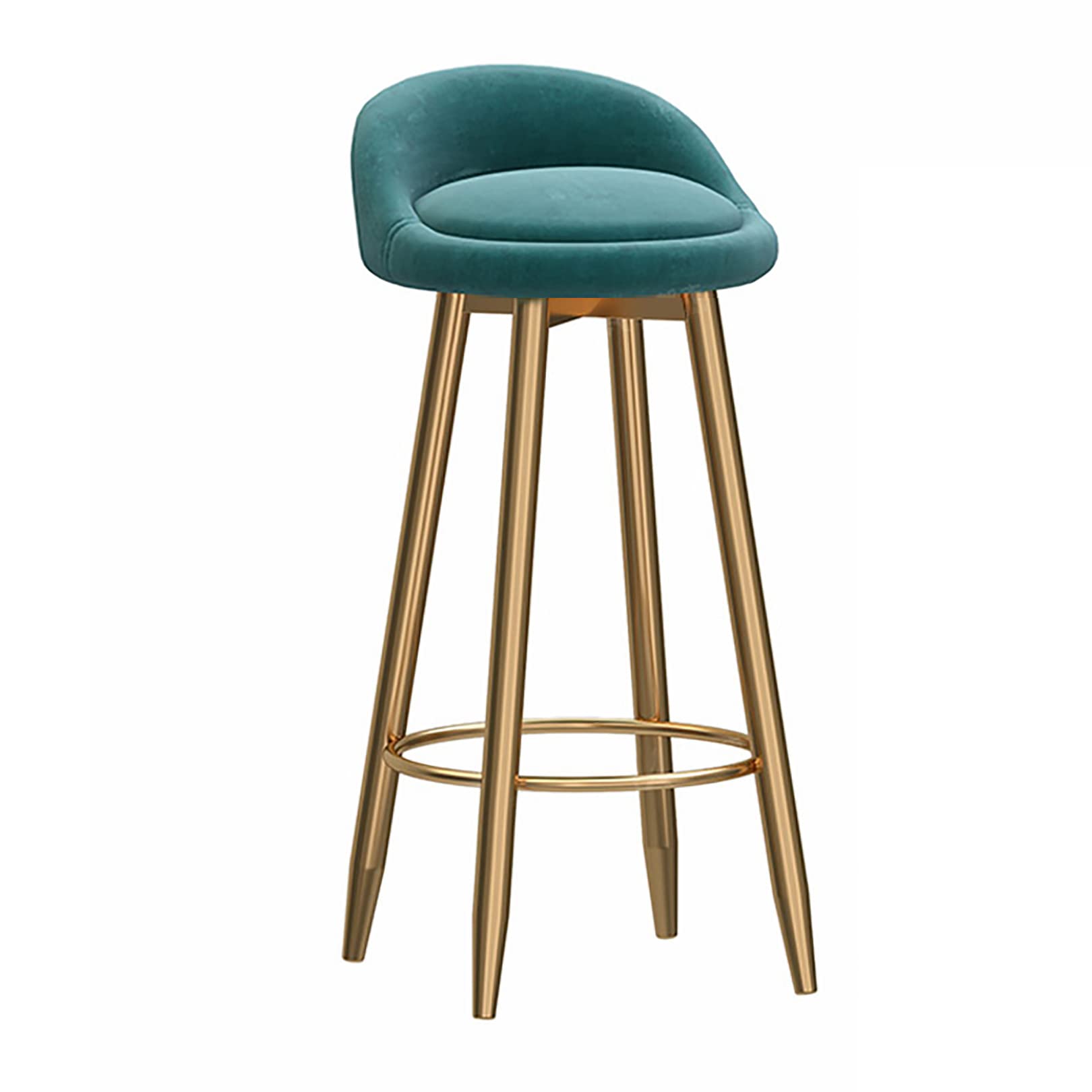 Modern Round Velvet Bar Stools with Gold Footrest - Counter Height Stools for Kitchen, Breakfast Nook, Coffee Shop & Home Balcony - Comfortable Dining Chairs for Bars, Cafés & Small Spaces