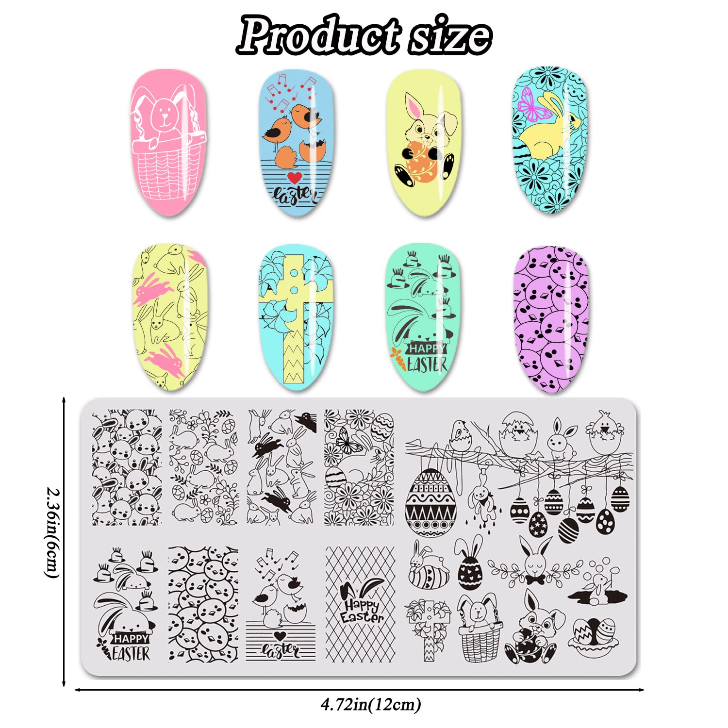 Easter Nail Stamping Plate Set - Bunny & Chick Designs for Nail Art - DIY Easter Egg Manicure Decorations - Perfect for Spring Nail Art and Holiday Party Looks (1PC)
